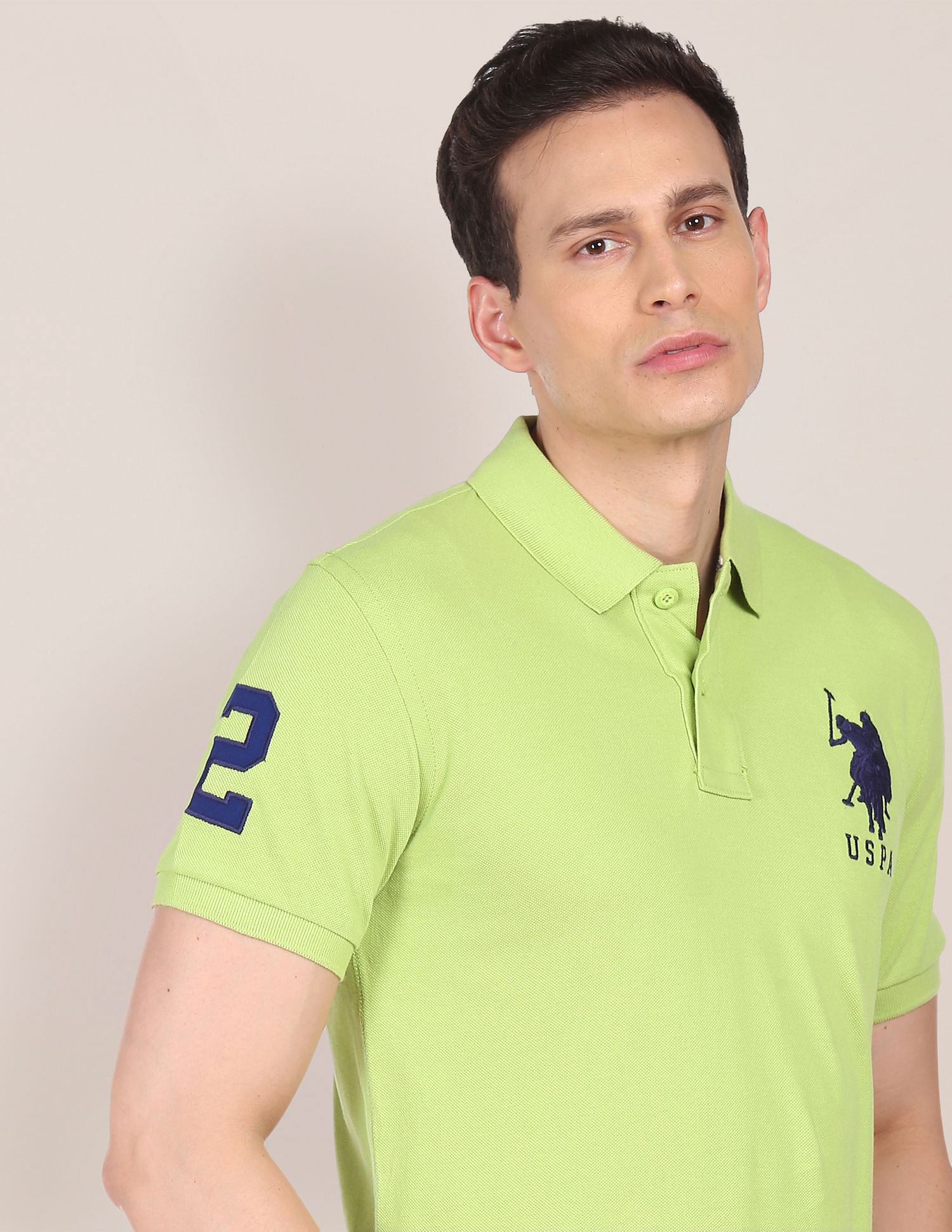 Compact Cotton Logo Polo Shirt Green - U.S. POLO ASSN. | Large