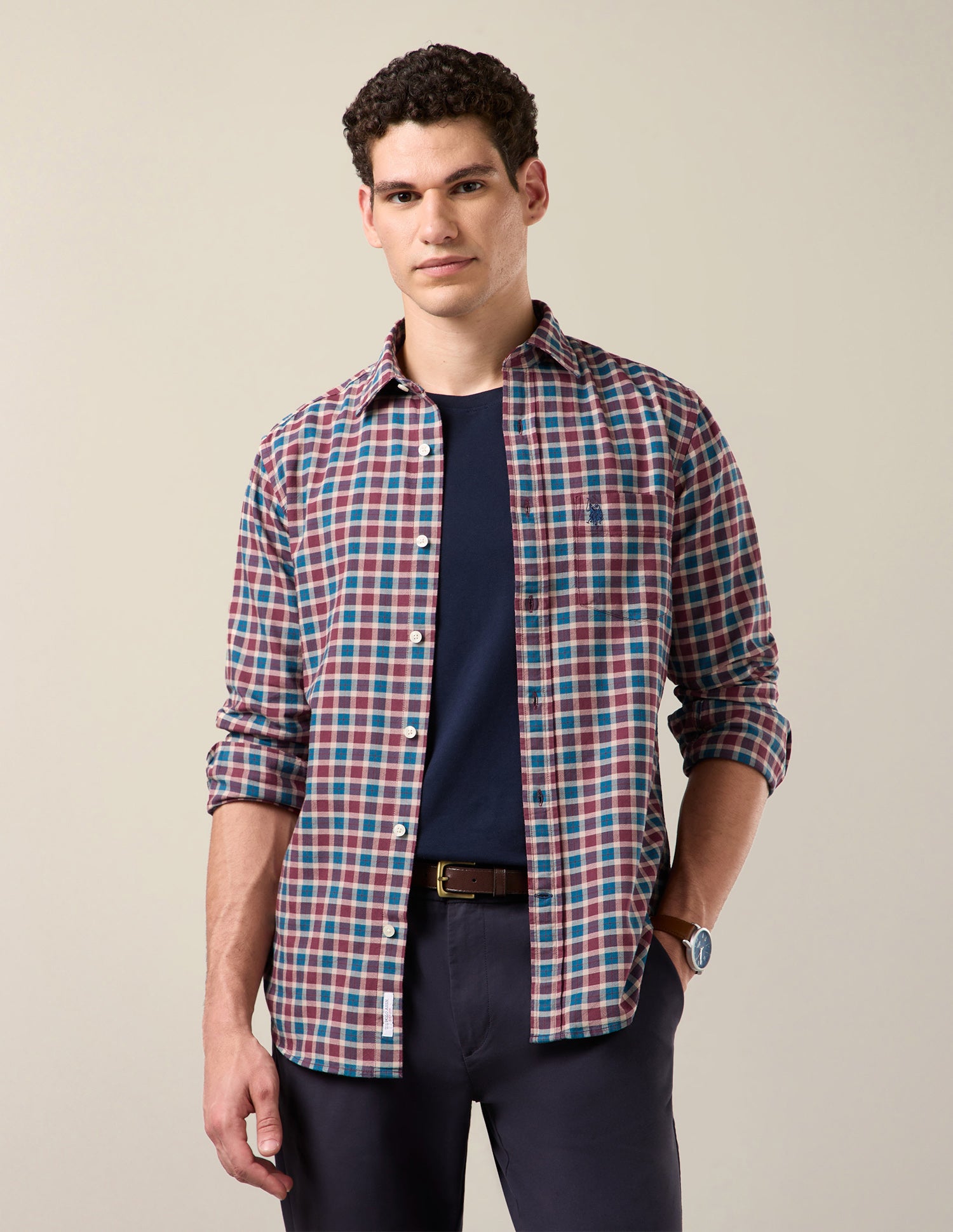 Twill Tailored Fit Shirt Teal - U.S. Polo Assn. India | Large