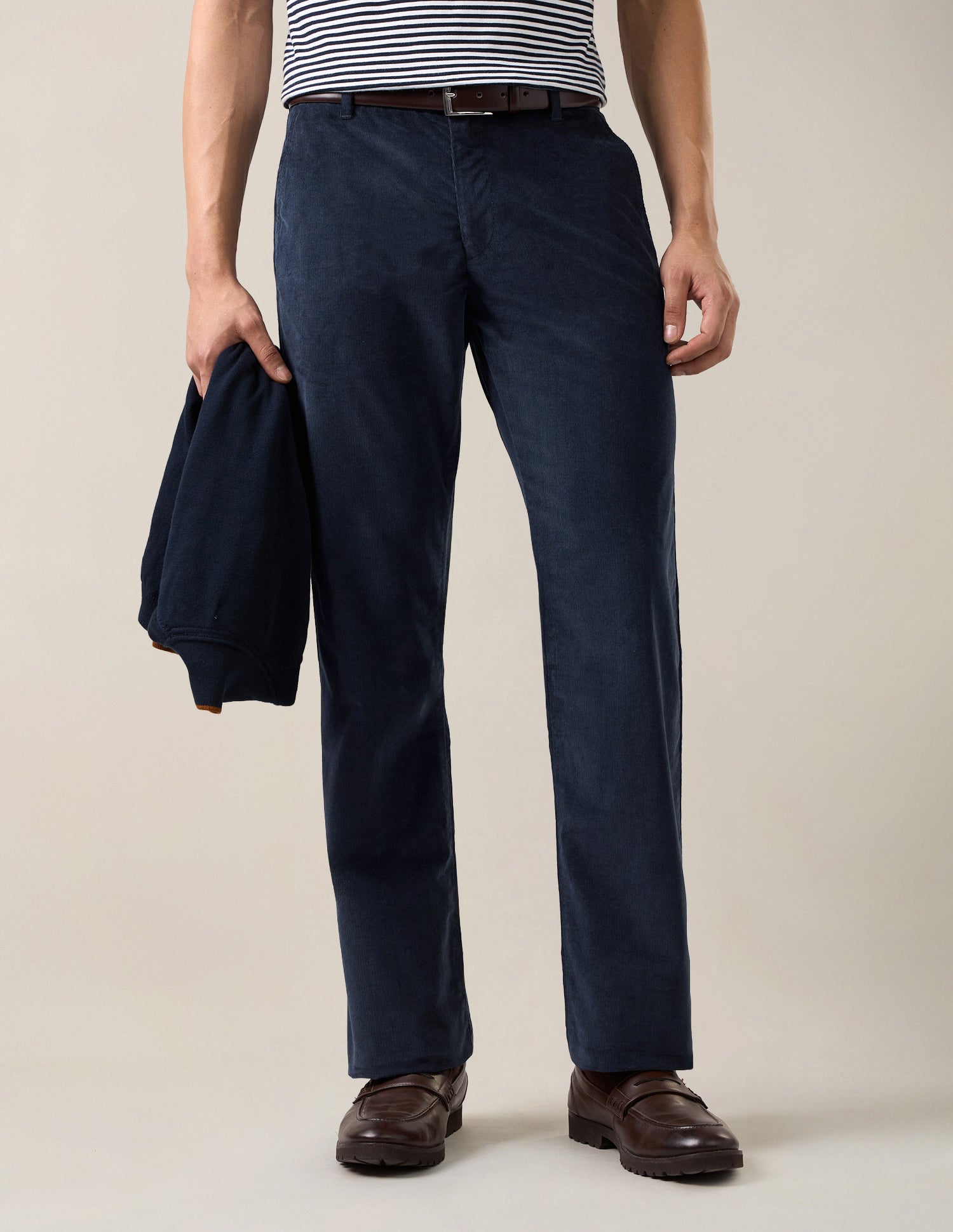 Riley Straight Fit Corduroy Trousers Navy - U.S. Polo Assn. India | Large