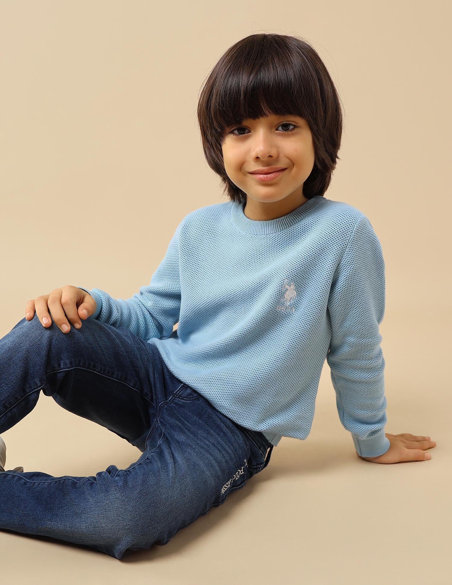 Boys Textured Regular Fit Sweater