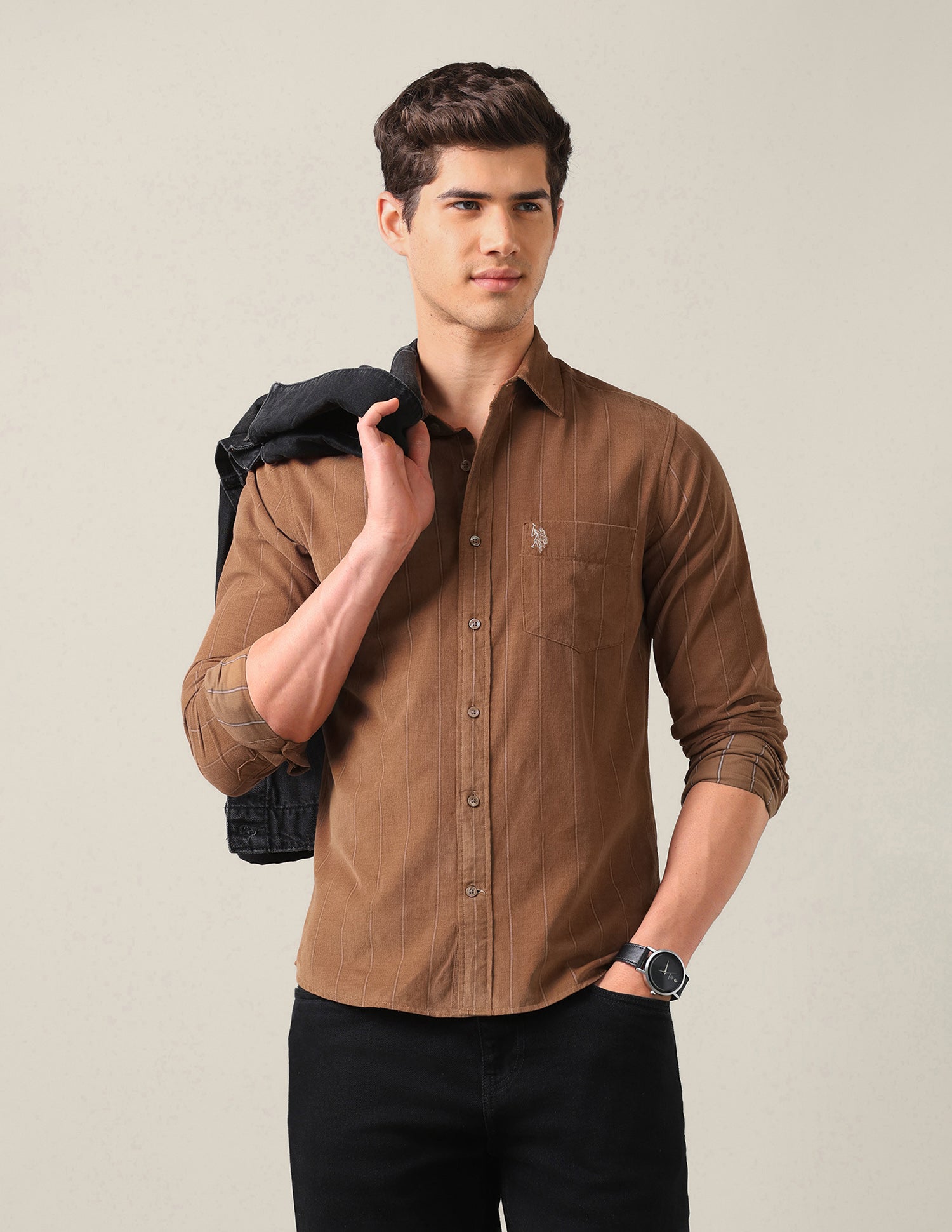 Corduroy Tailored Fit Shirt Rust - U.S. Polo Assn. India | Large