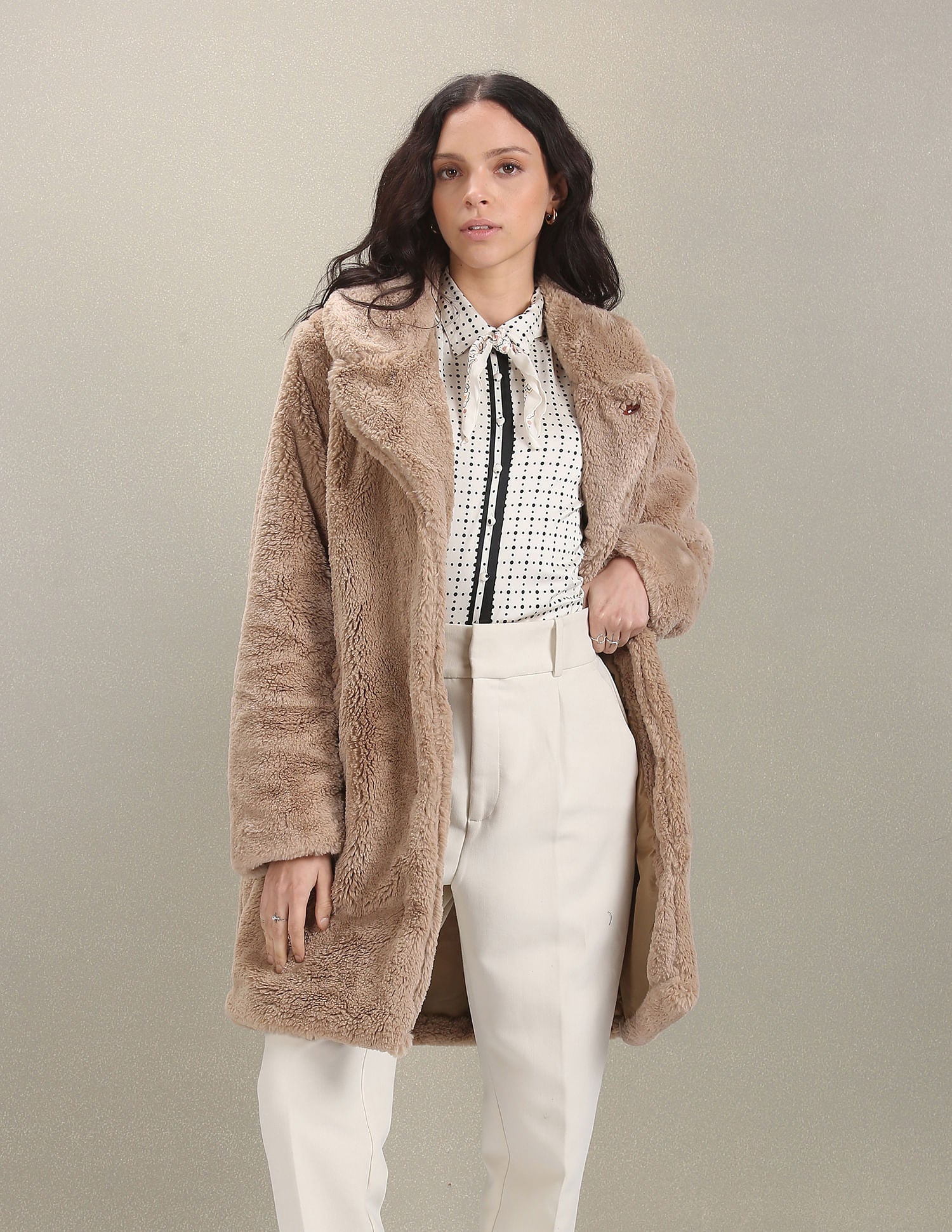 Noch Collar Faux Fur Jacket Beige - U.S. Polo Assn. India | Large