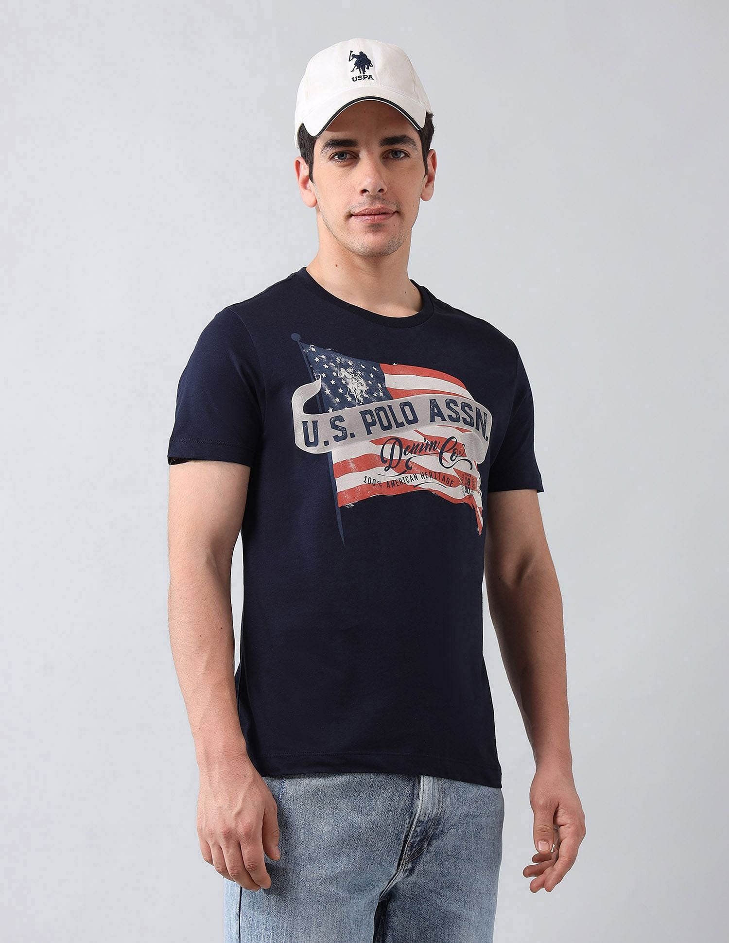 Muscle Fit Brand Printed T-Shirt Navy - U.S. Polo Assn. India | Large