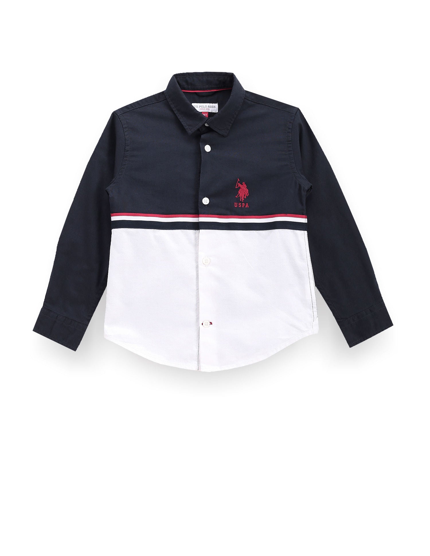 Boys Cutaway Collar Color Block Shirt