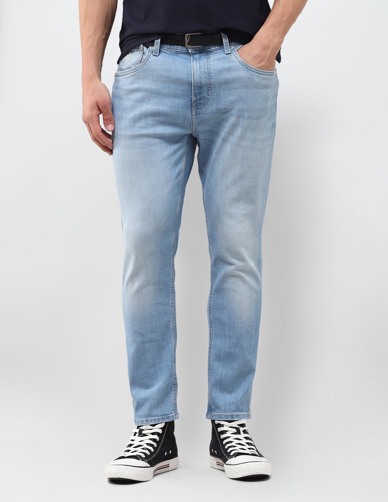 Cole Comfort Cropped Fit Blue Jeans