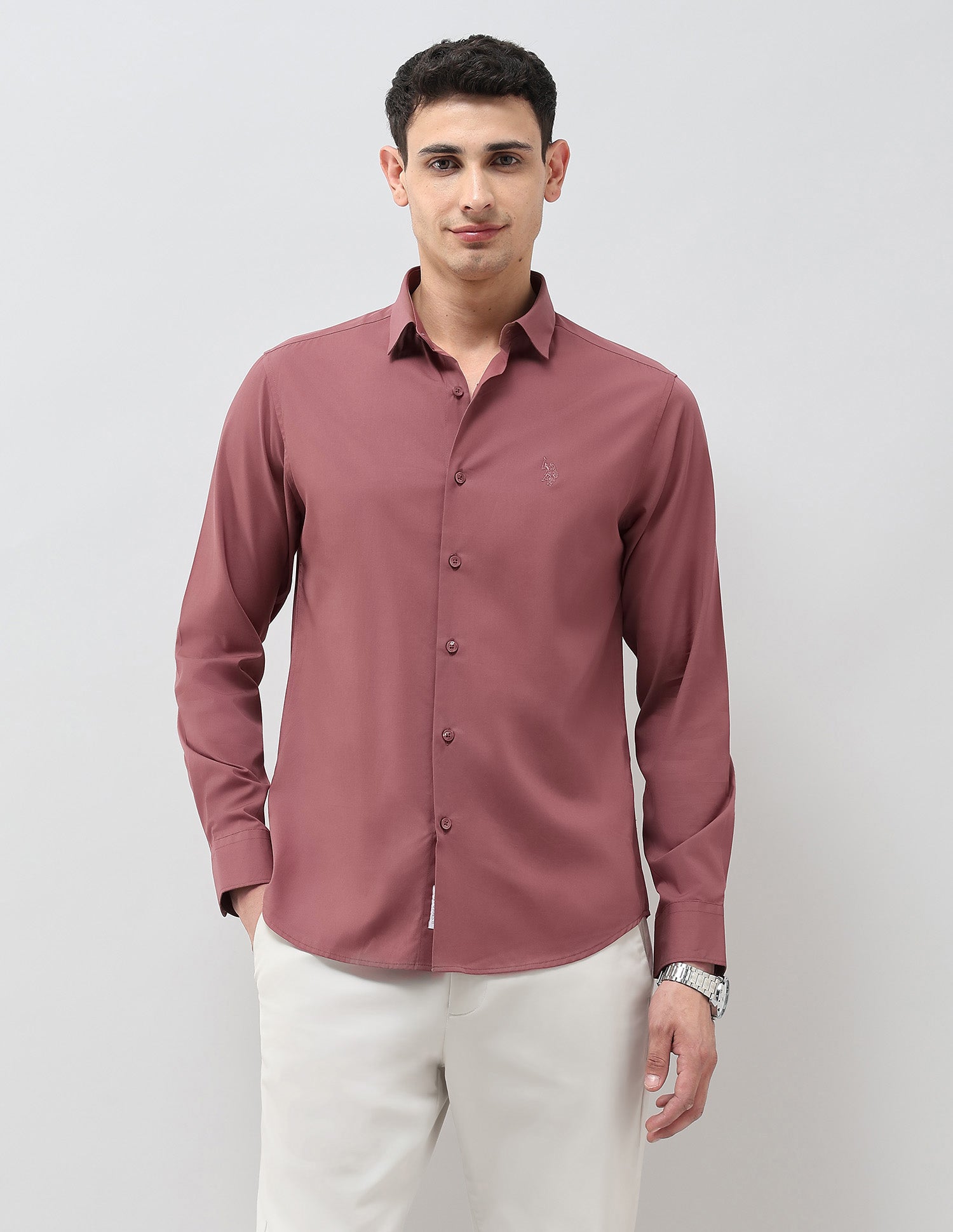 Solid Tailored Fit Shirt Dusty Pink - U.S. Polo Assn. India | Large