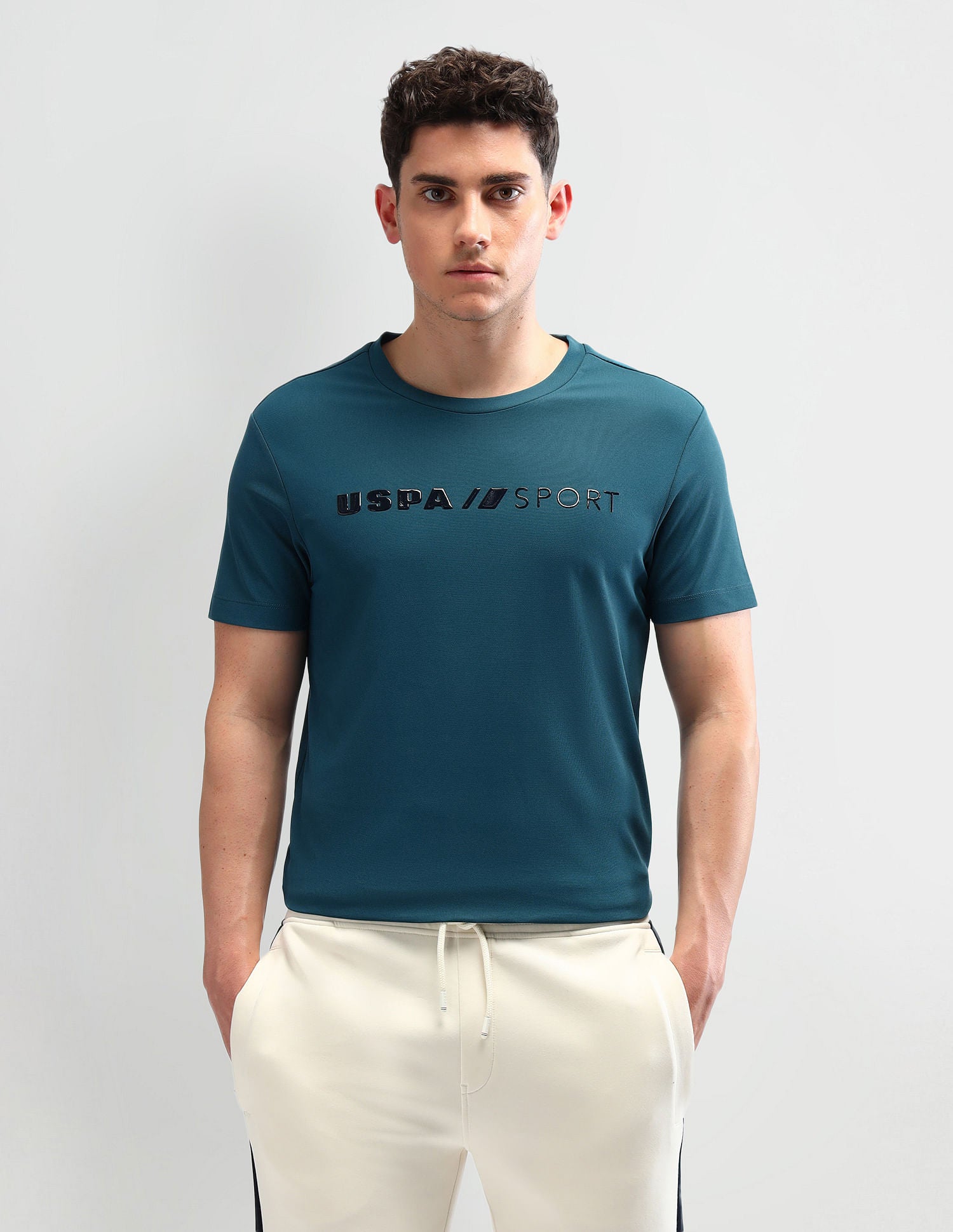 Slim Fit Brand Printed T-Shirt Teal - U.S. Polo Assn. India | Large