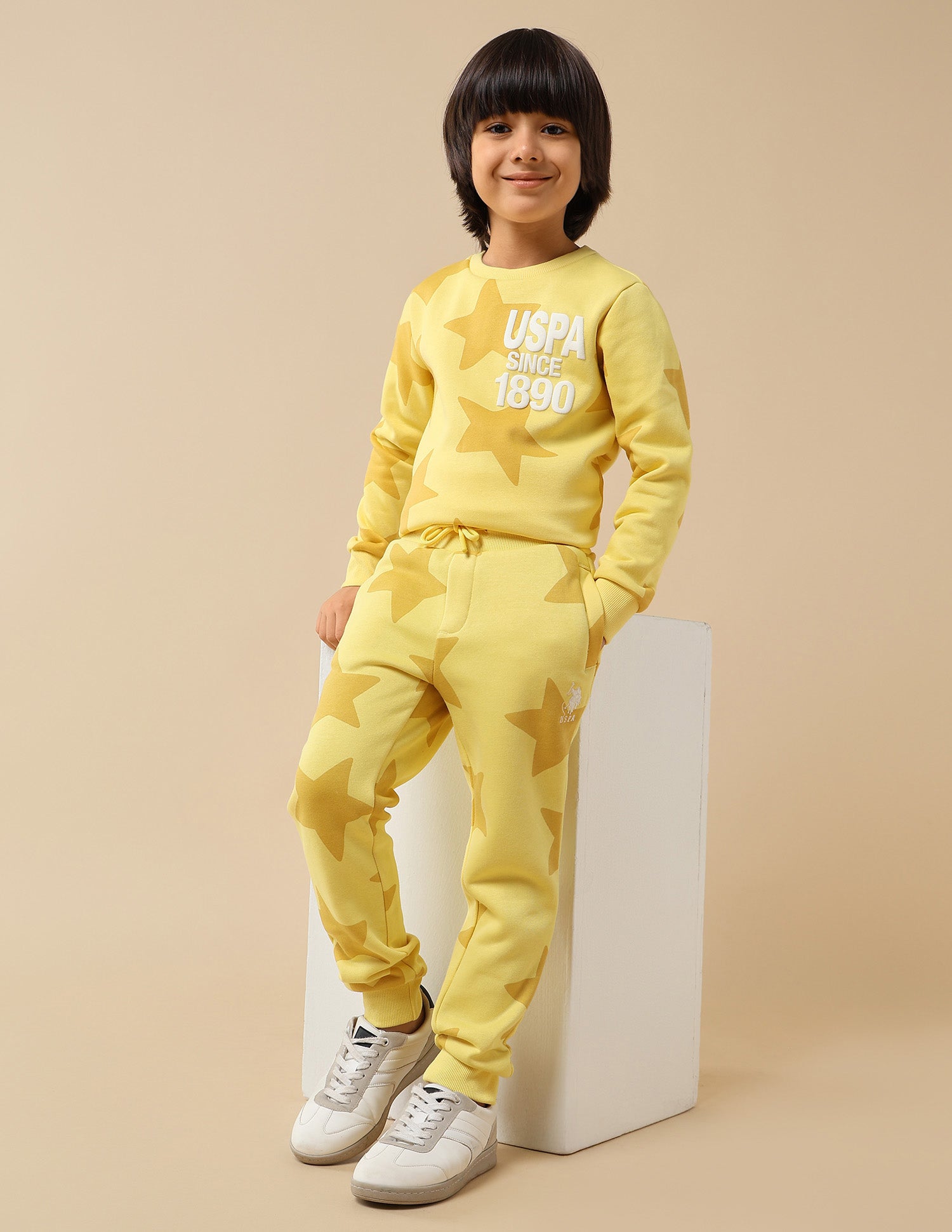 Boys Geometric Printed Regular Fit Joggers