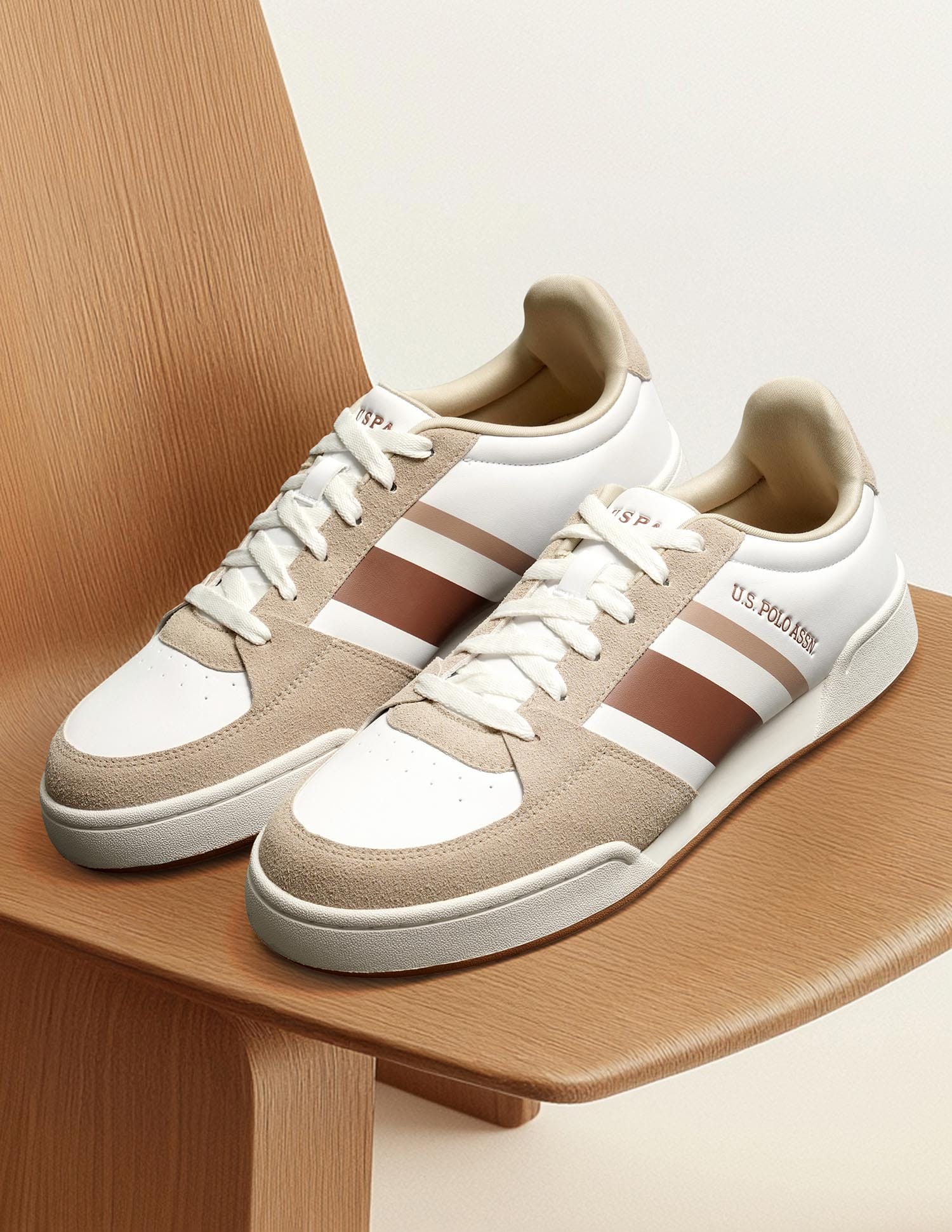 Men Roger Colourblocked Sneakers Beige - U.S. Polo Assn. India | Large