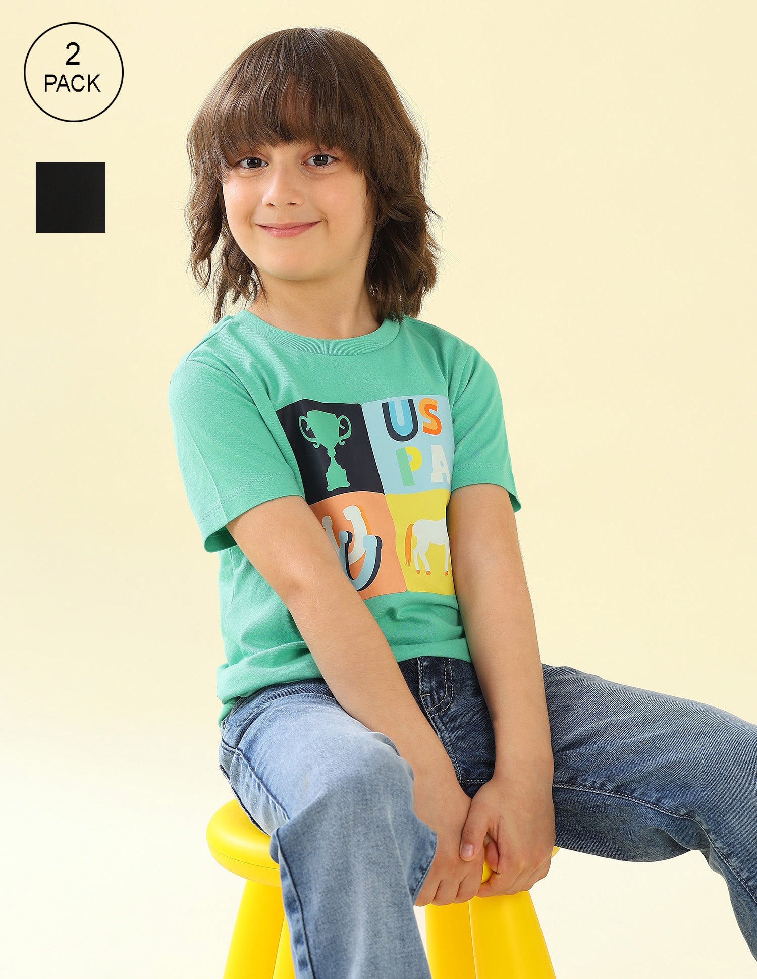 Graphic Brand Printed Regular Fit T-Shirt - Pack Of 2