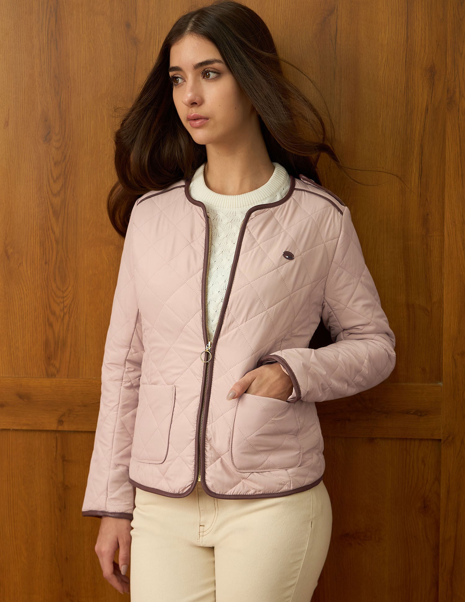 Solid Quilted Jacket Pink - U.S. Polo Assn. India | Large