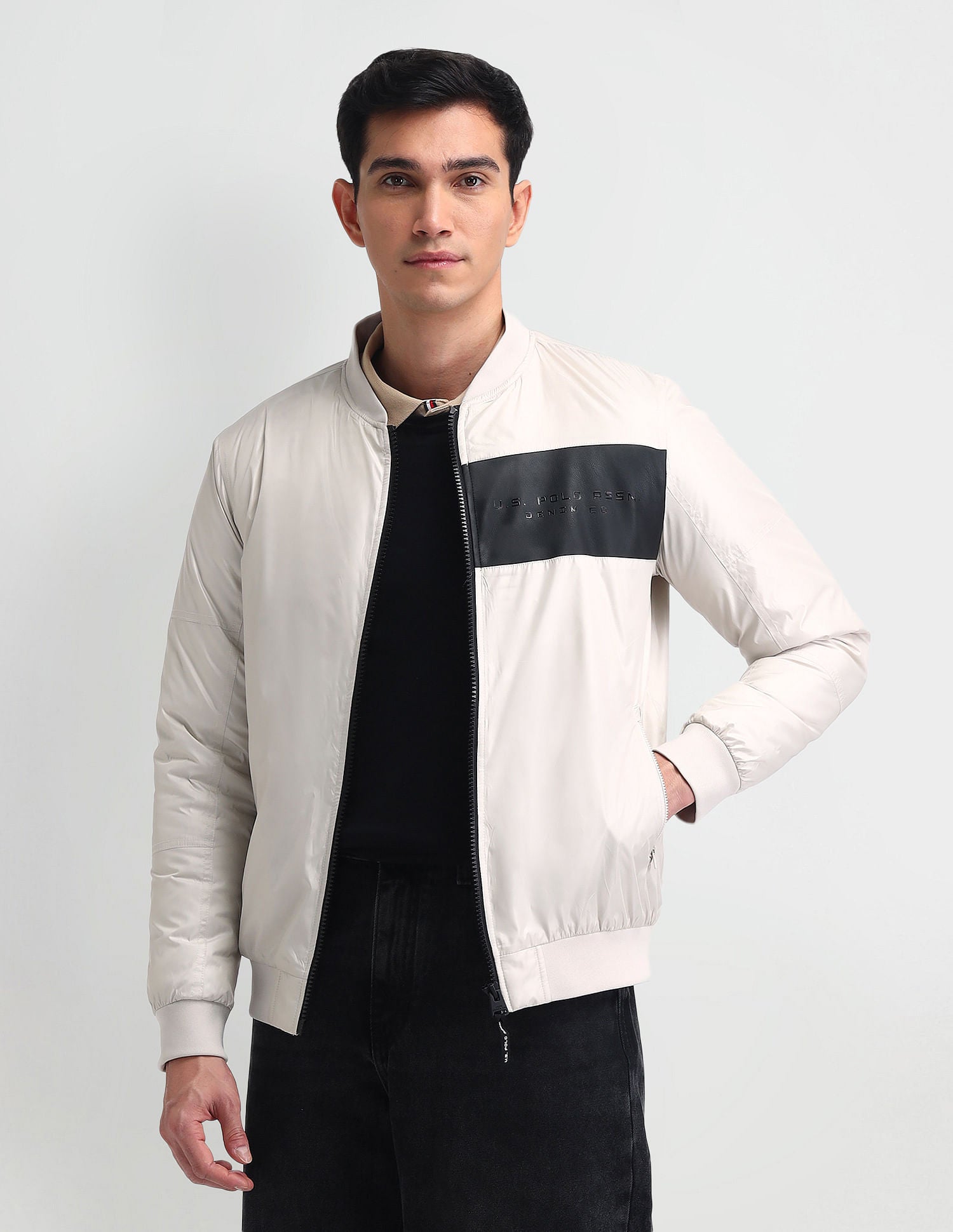 Regular Fit Solid Bomber Jacket