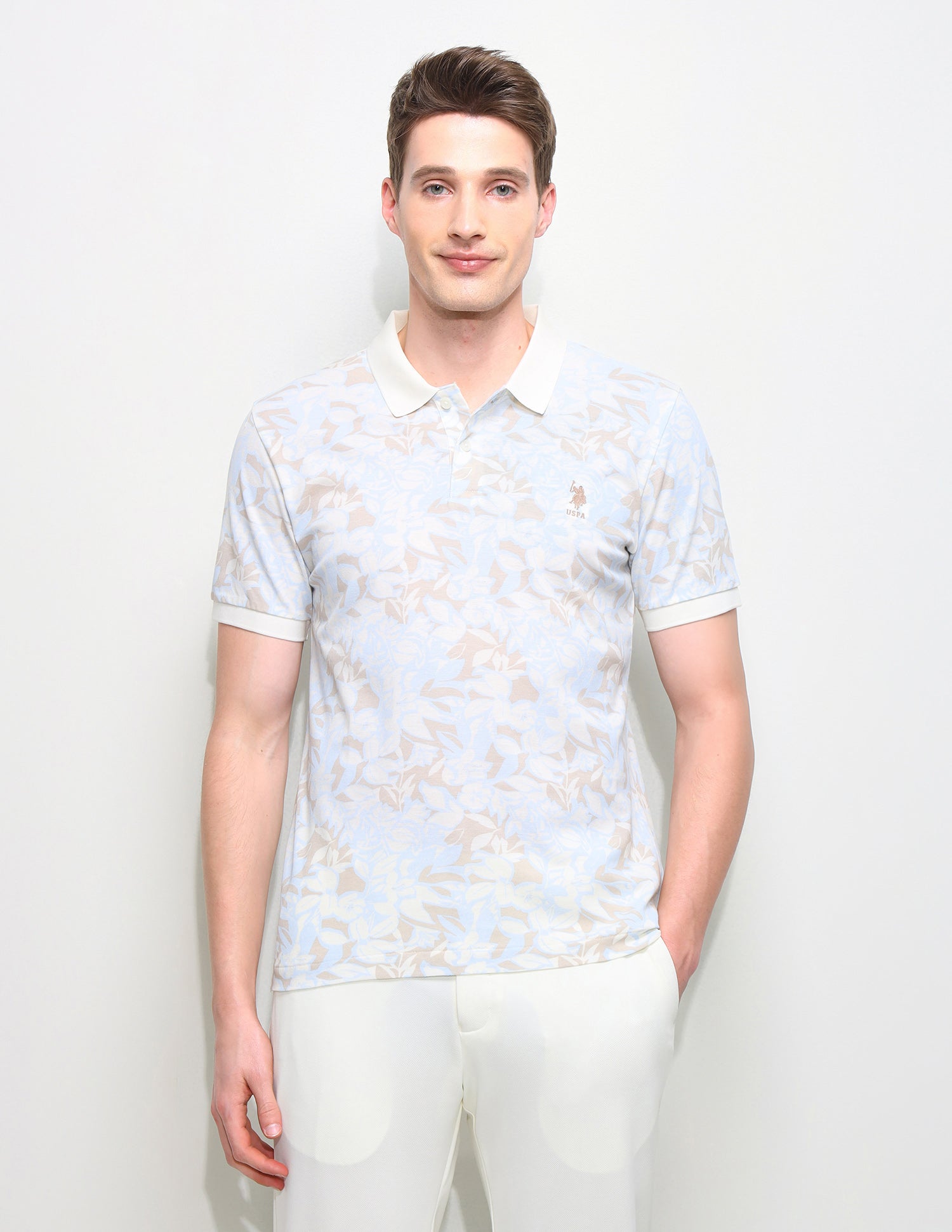 Floral Printed Slim Fit Polo Shirt
