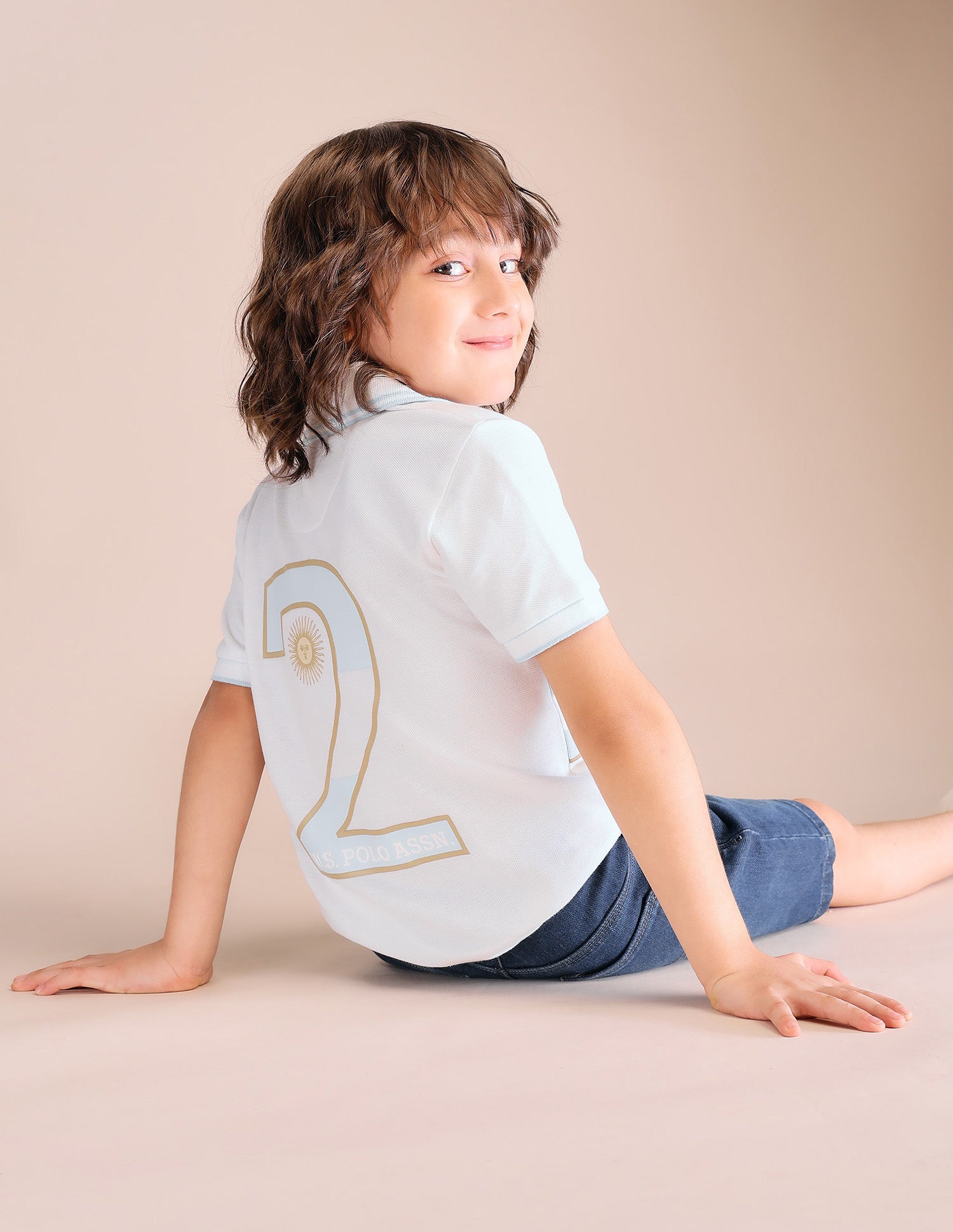 Boys Typographic Pure Cotton Polo Shirt