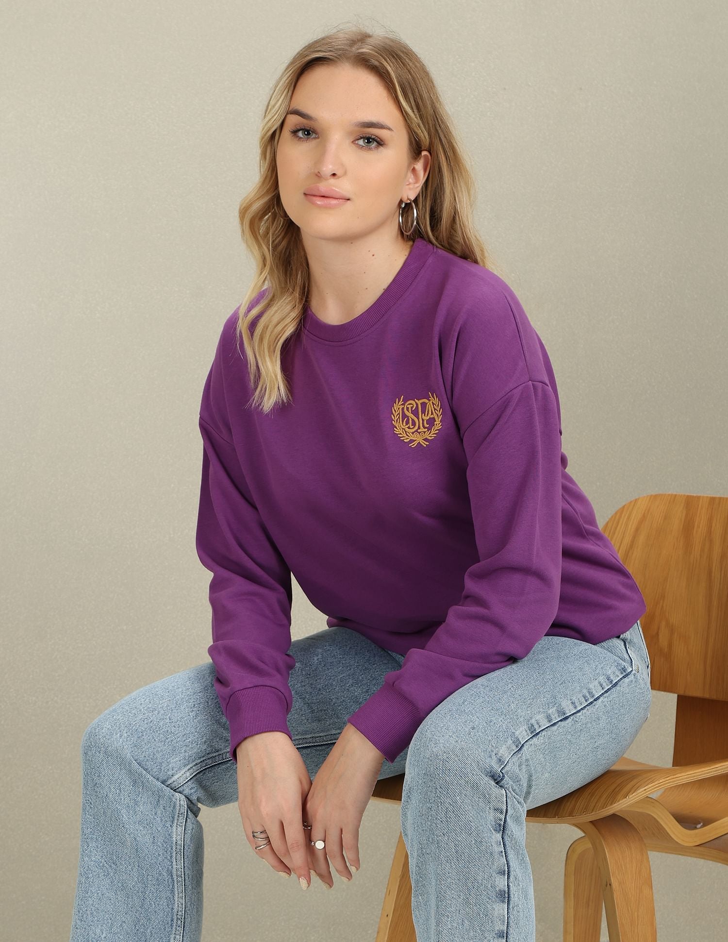 Crew Neck Embroidered Logo Sweatshirt