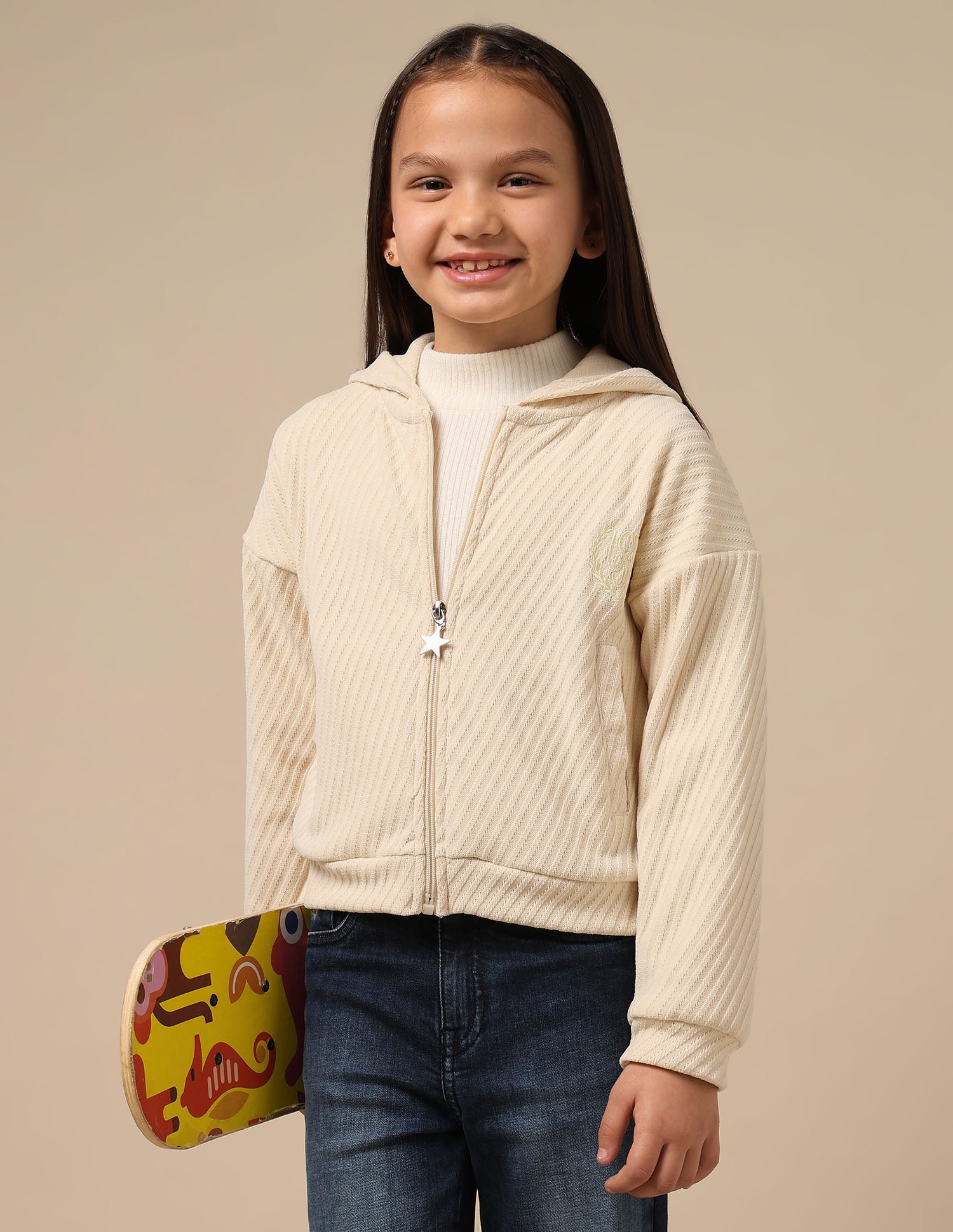 Girls Zipper Hooded Sweatshirt