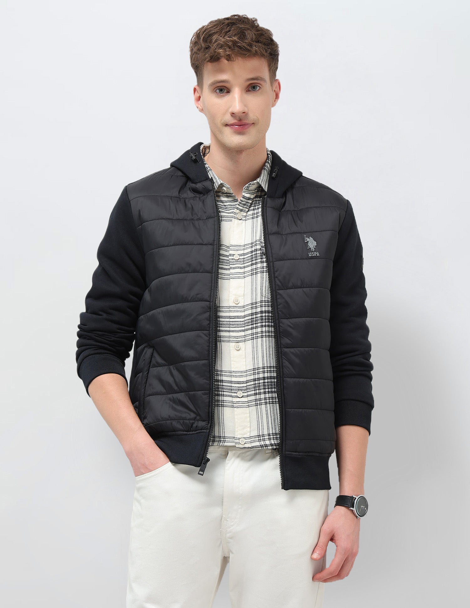 Solid Regular Fit Puffer Jacket Black - U.S. POLO ASSN. | Large