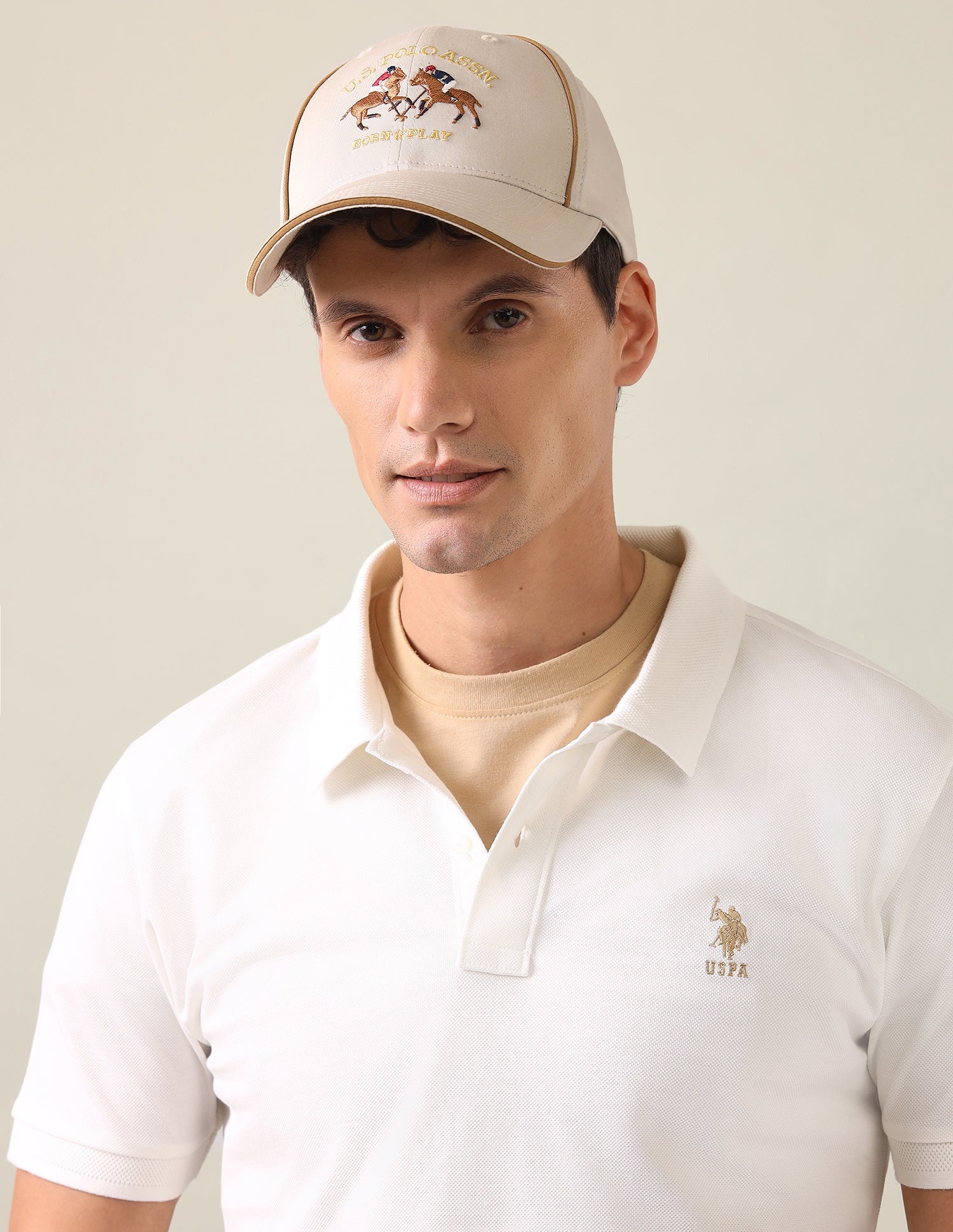 Brand Embroidered Twill Cap Beige - U.S. Polo Assn. India | Large