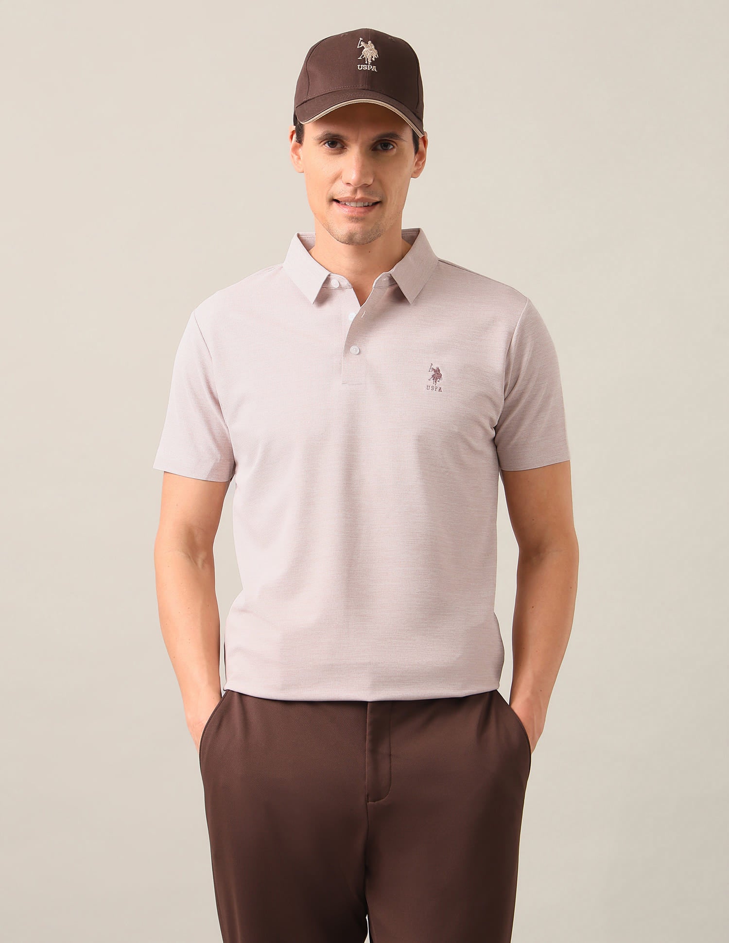 Solid Slim Fit Polo Shirt Pink - U.S. Polo Assn. India | Large