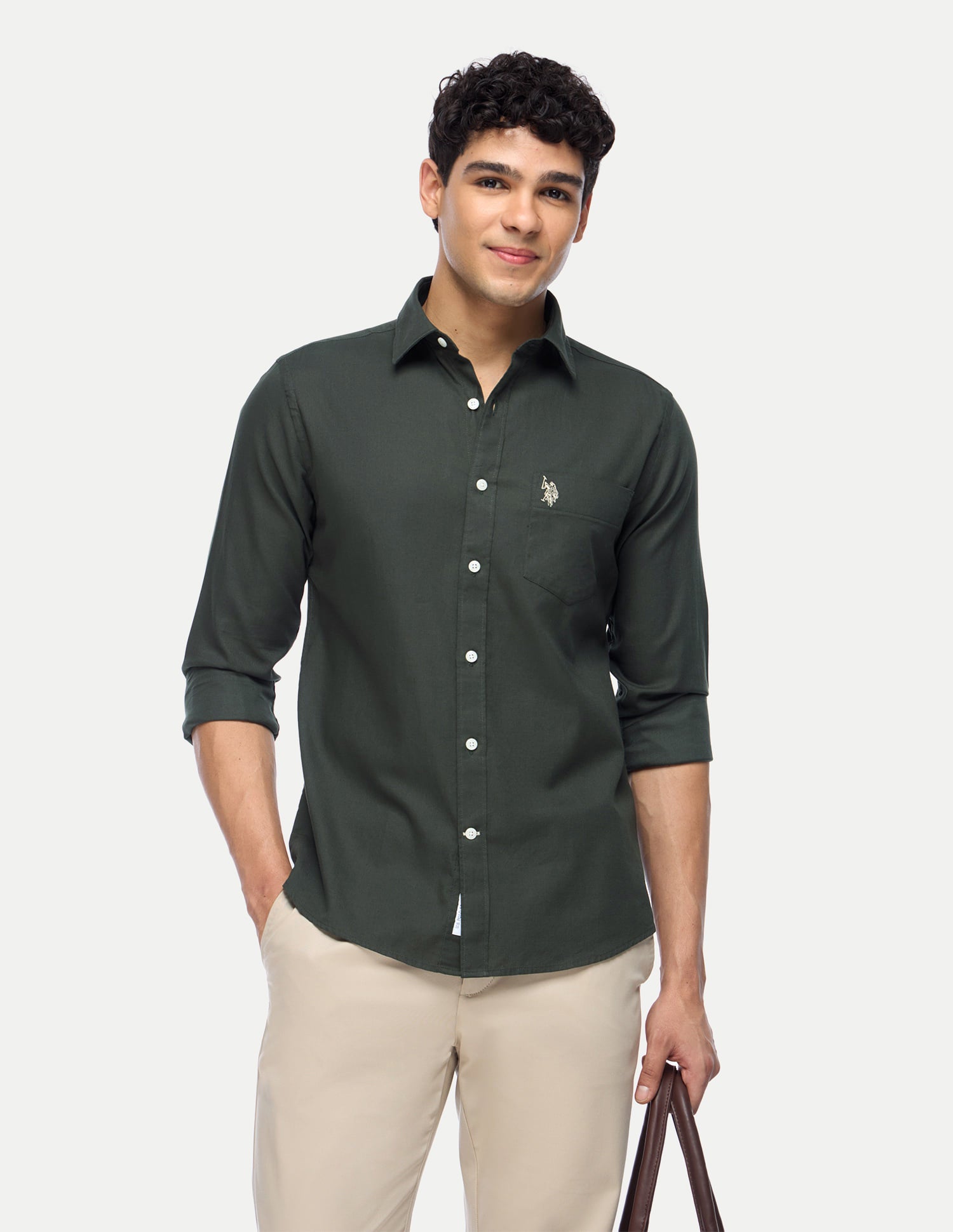 Cotton Dobby Shirt Dark Green - U.S. Polo Assn. India | Large