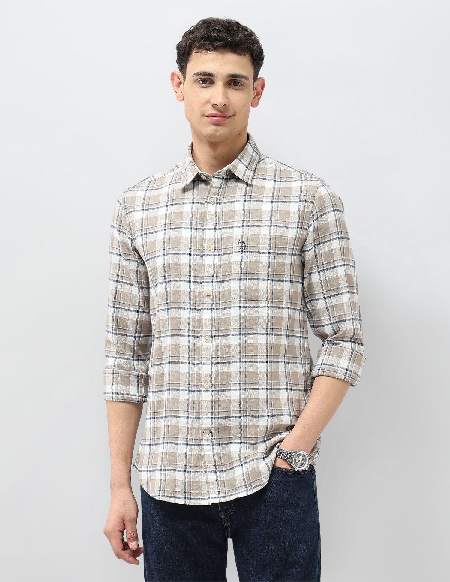 Tartan Checked Herringbone Shirt