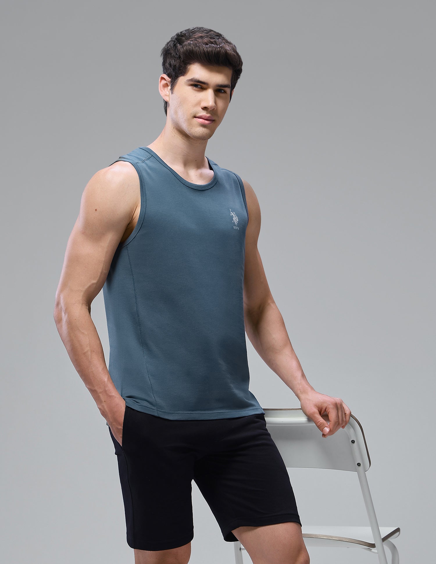 Antimicrobial Pure Cotton OEV11 Gym Vest - Pack Of 1 Stargazer - U.S. Polo Assn. India | Large