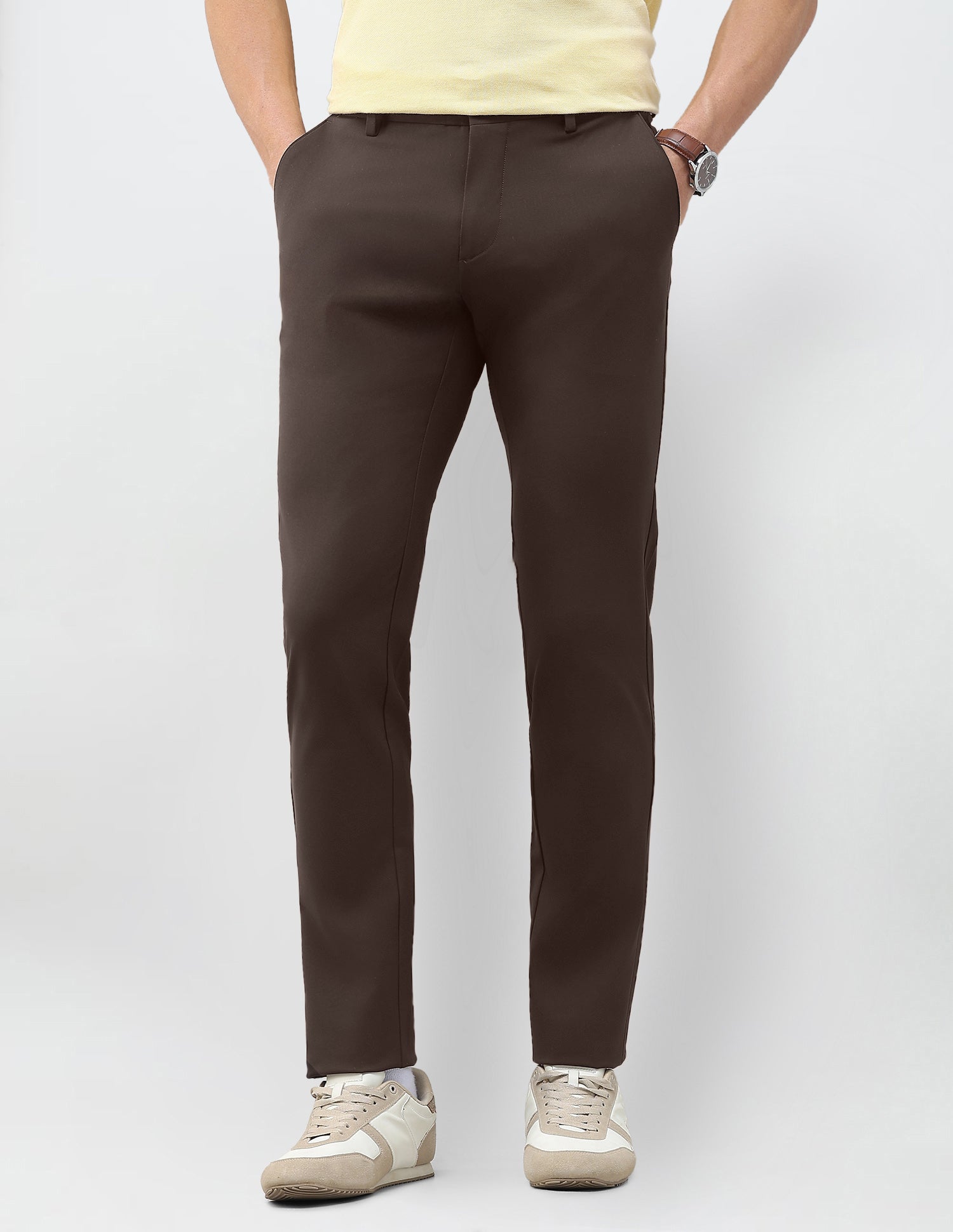 Austin Slim Fit Solid Trousers Choco - U.S. Polo Assn. India | Large