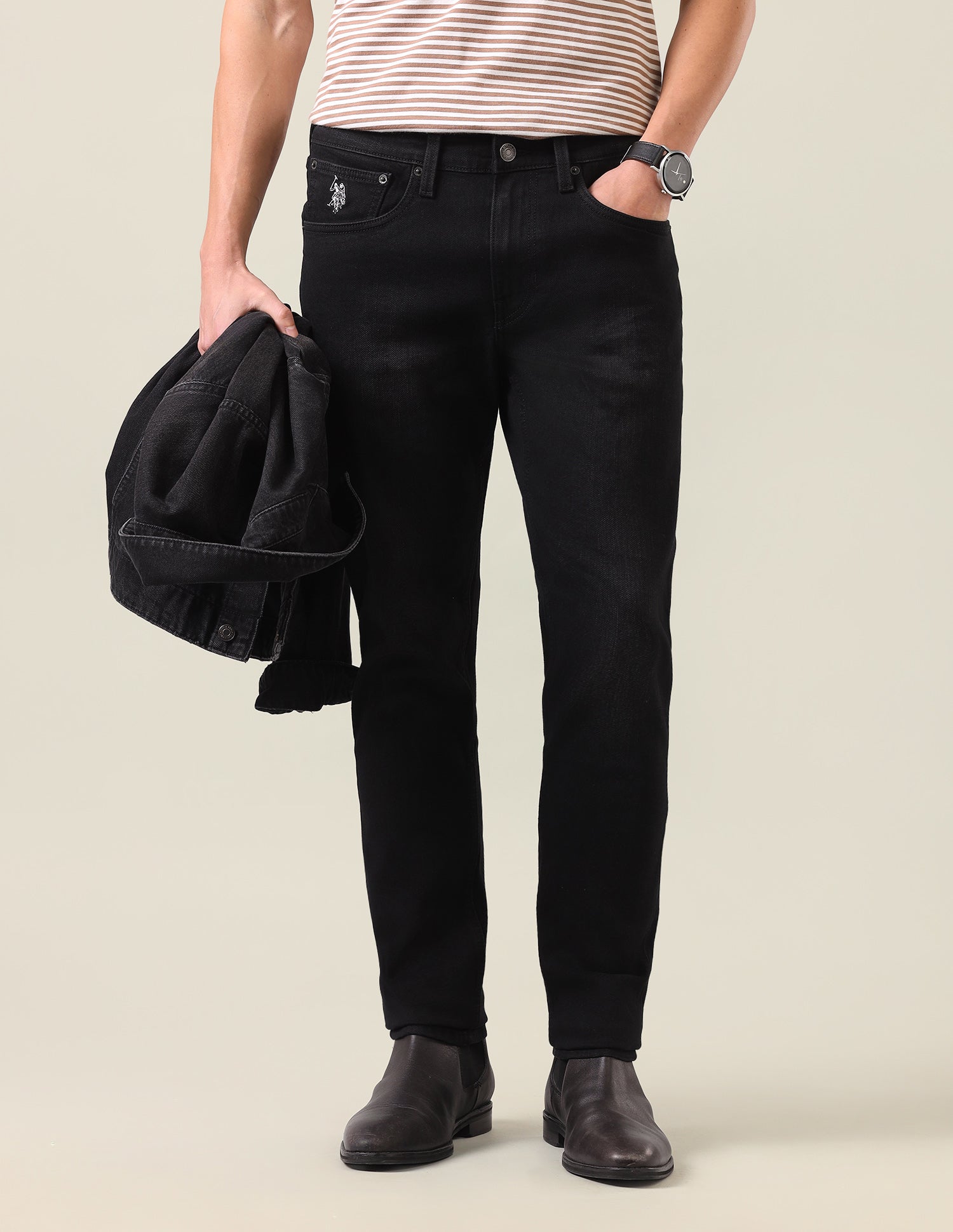 Brandon Slim-Tapered Fit Black Jeans Black - U.S. Polo Assn. India | Large