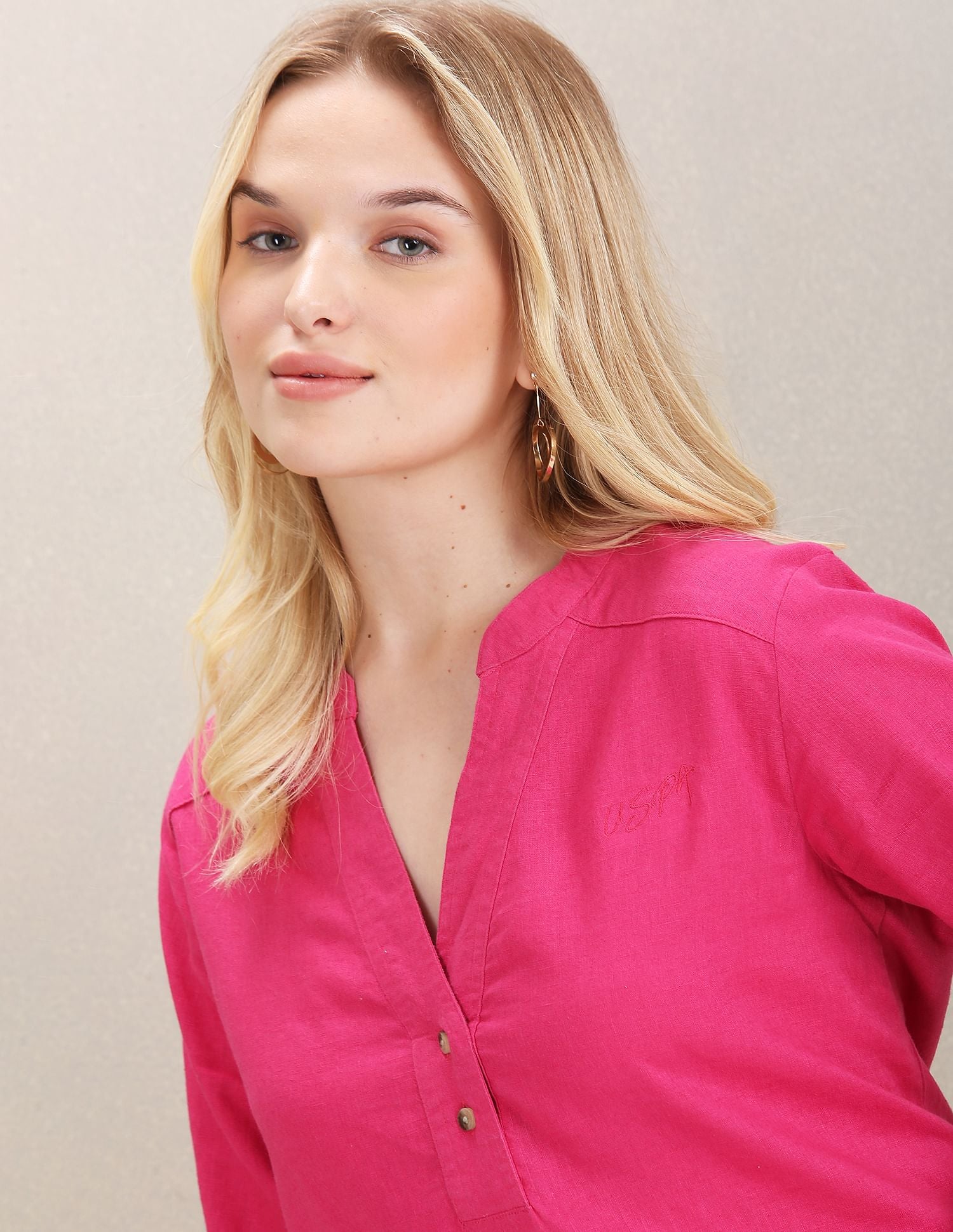 Mandarin Collar Solid Top