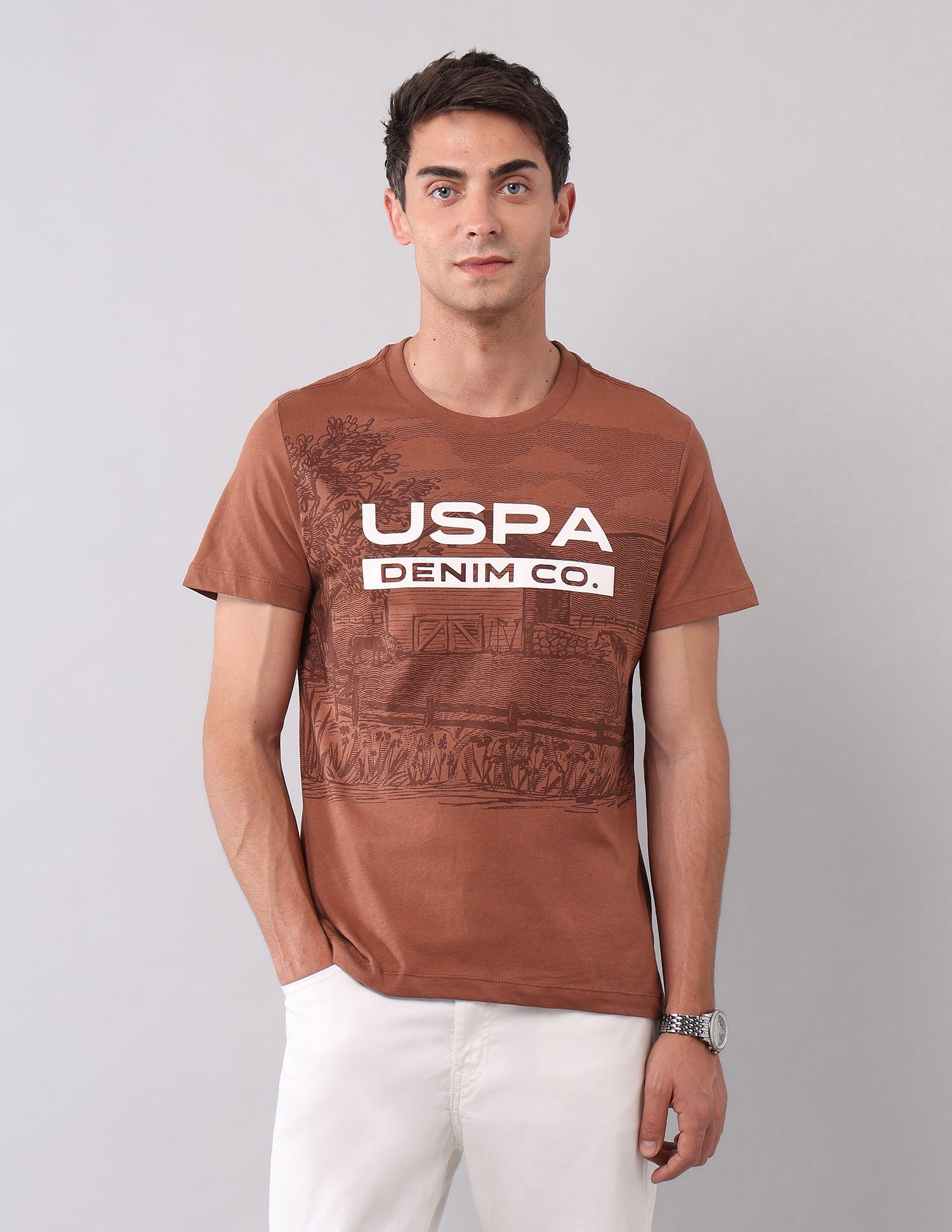 Pure Cotton Brand Printed T-Shirt Rust - U.S. Polo Assn. India | Large