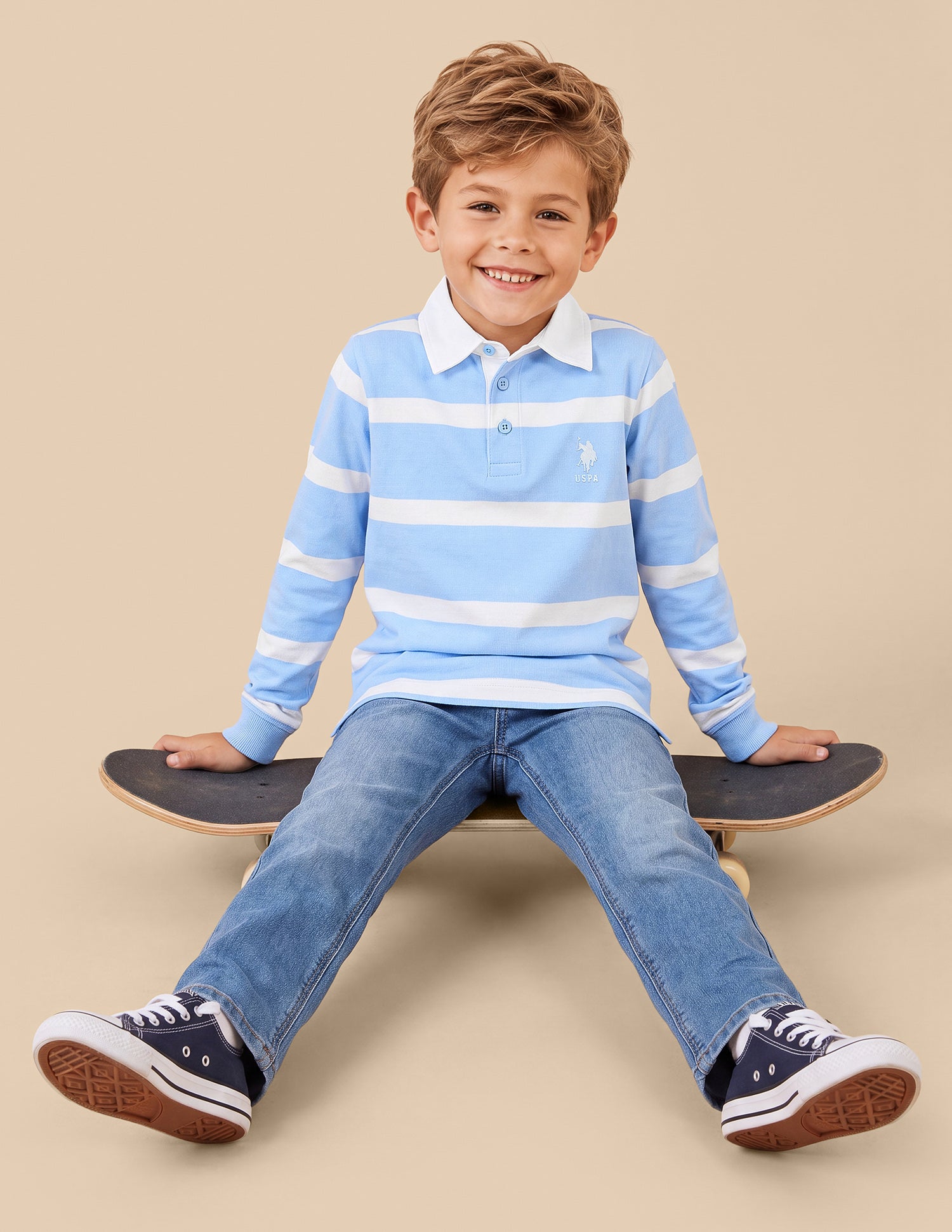Horizontal Striped Regular Fit Polo Shirt Blue - U.S. Polo Assn. India | Large