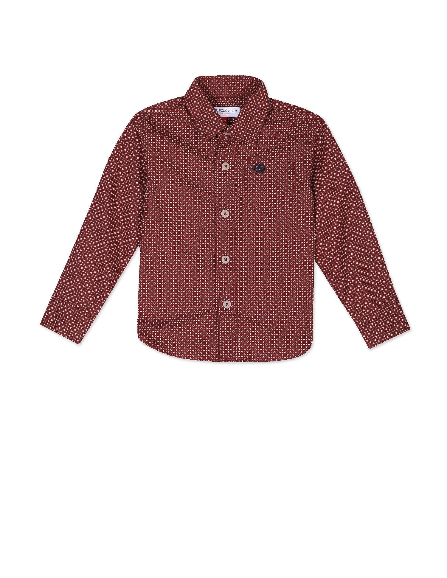 Spread Collar Printed Shirt Maroon - U.S. Polo Assn. India | Large