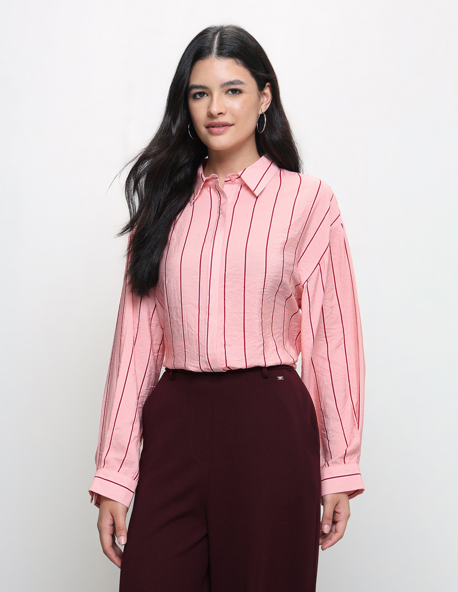 Vertical Striped Boxy Fit Shirt Pink - U.S. Polo Assn. India | Large