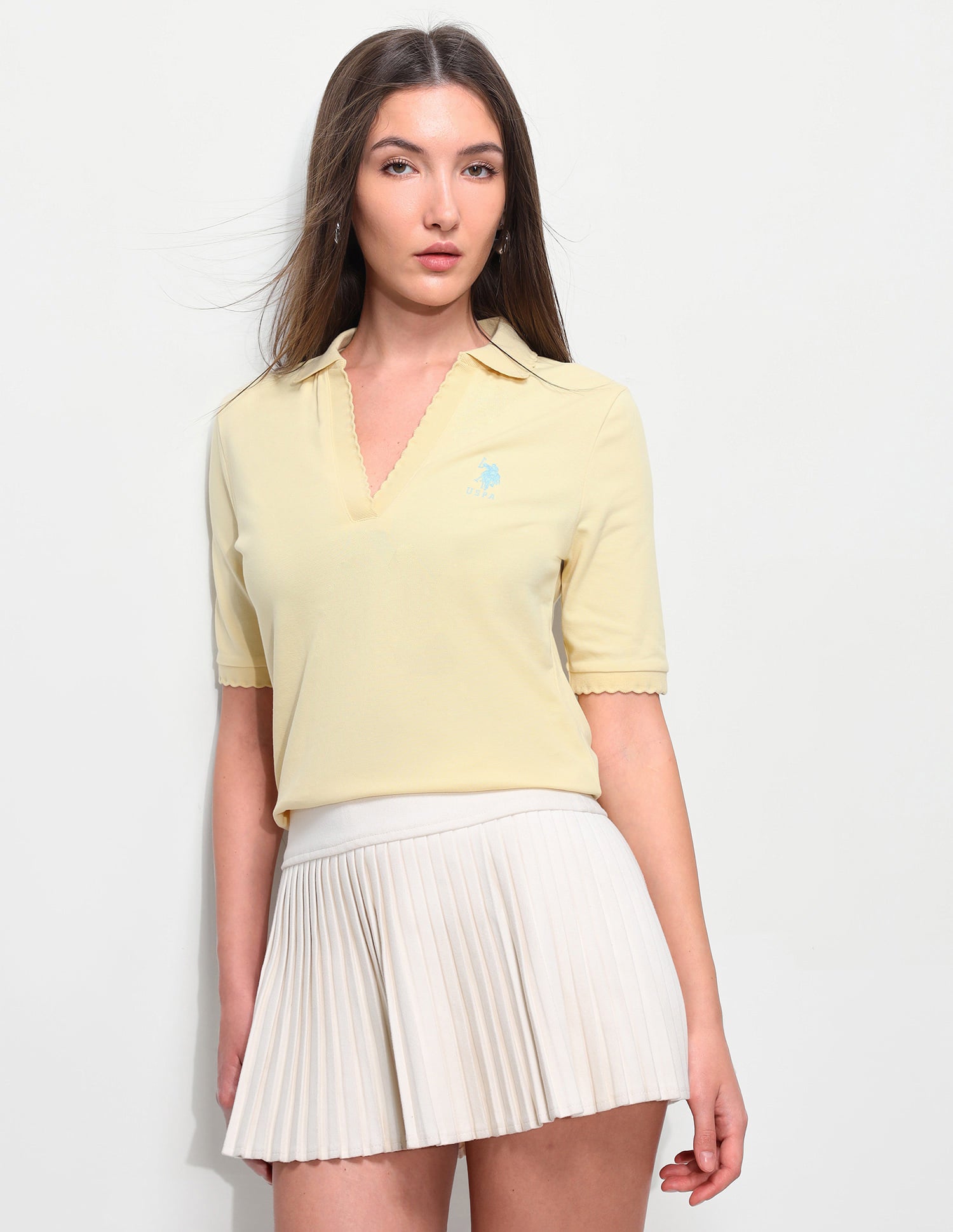 Solid Regular Fit Polo Shirt Light Yellow - U.S. Polo Assn. India | Large