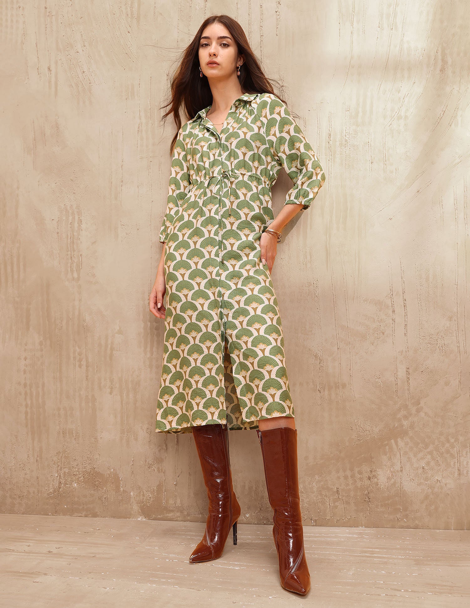 Abstract Printed Shirt Dress