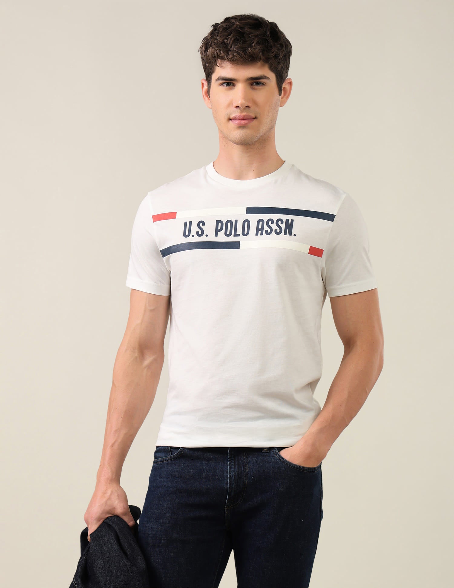 Brand Printed Regular Fit T-Shirt White - U.S. Polo Assn. India | Large