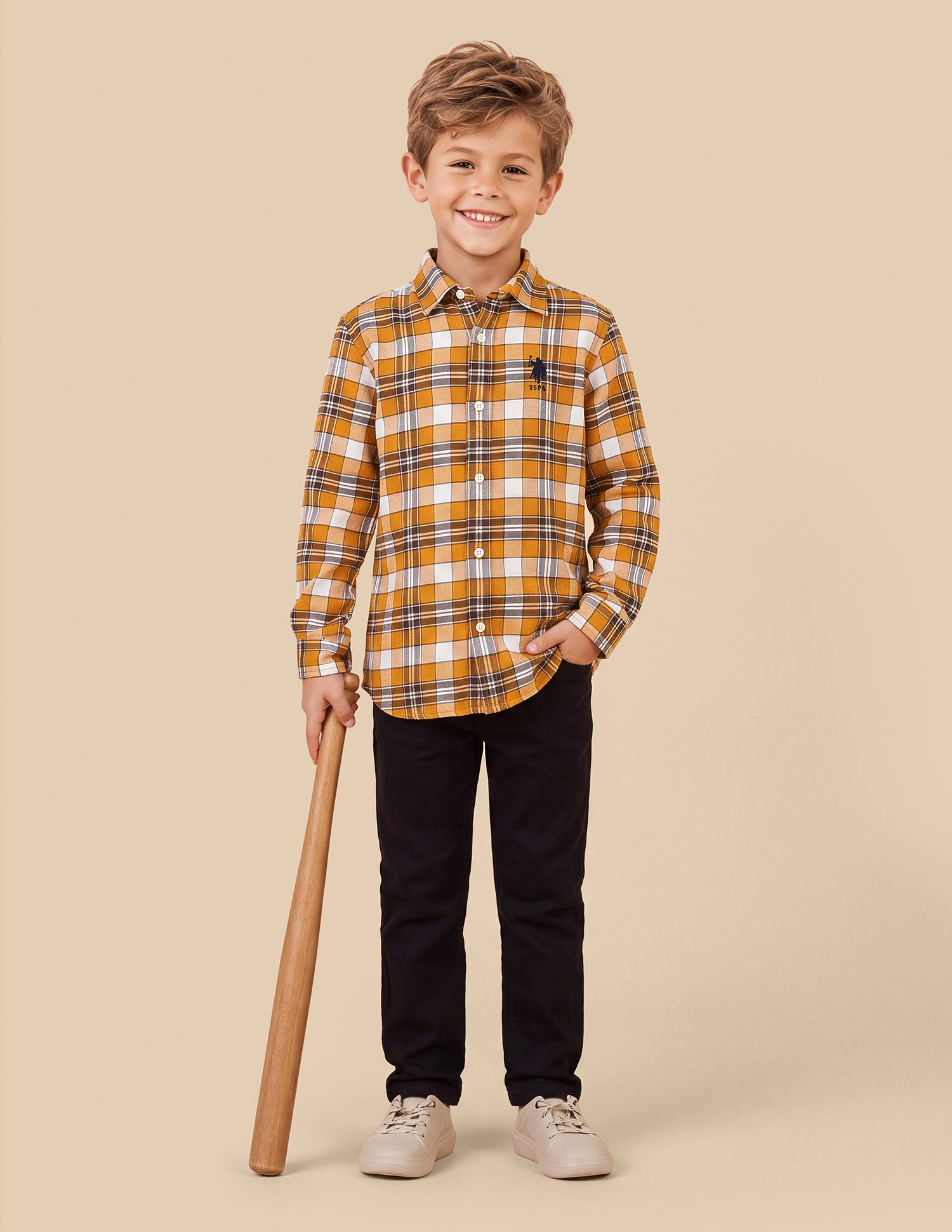 Plaid Checked Twill Shirt Mustard - U.S. Polo Assn. India | Large