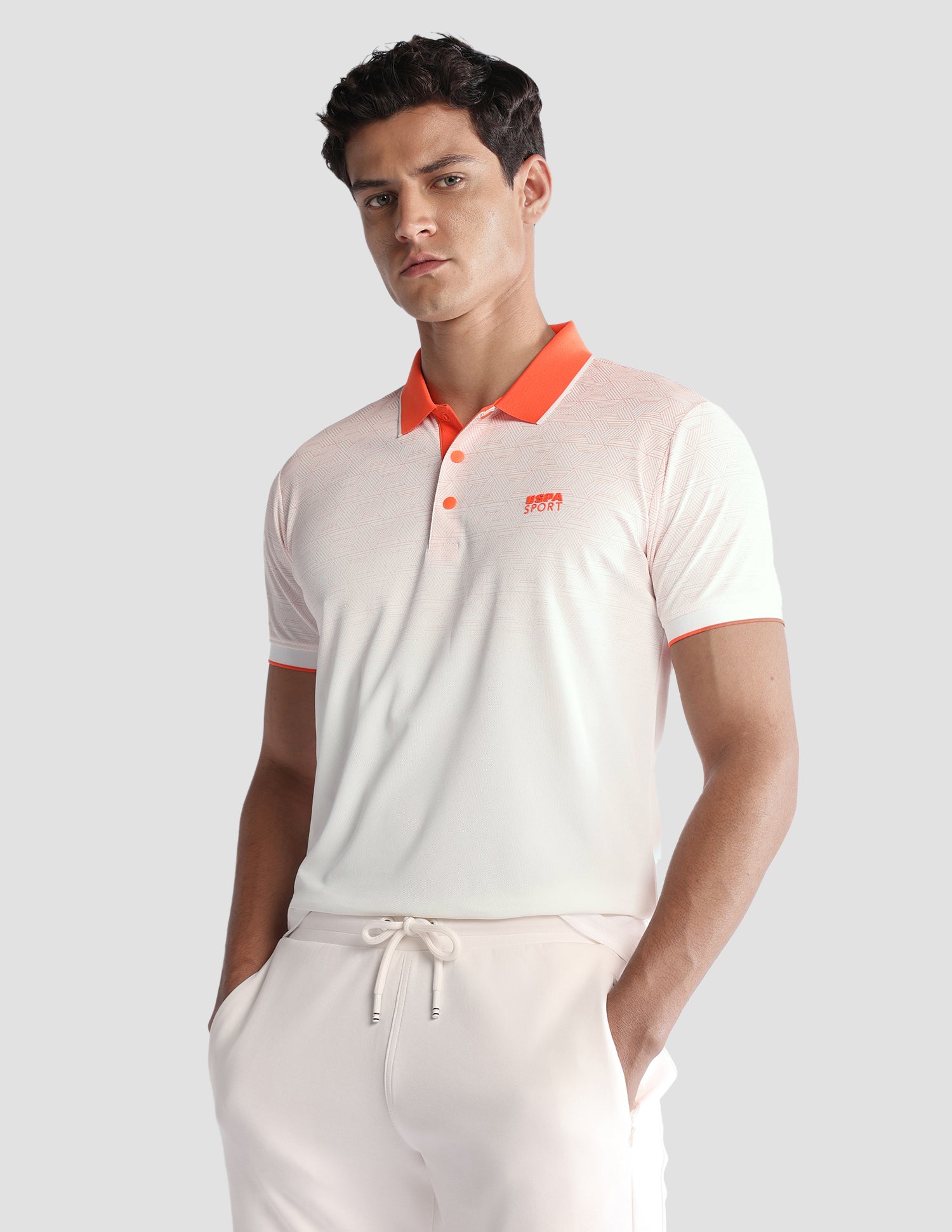 Geometric Printed Regular Fit Active Polo Shirt