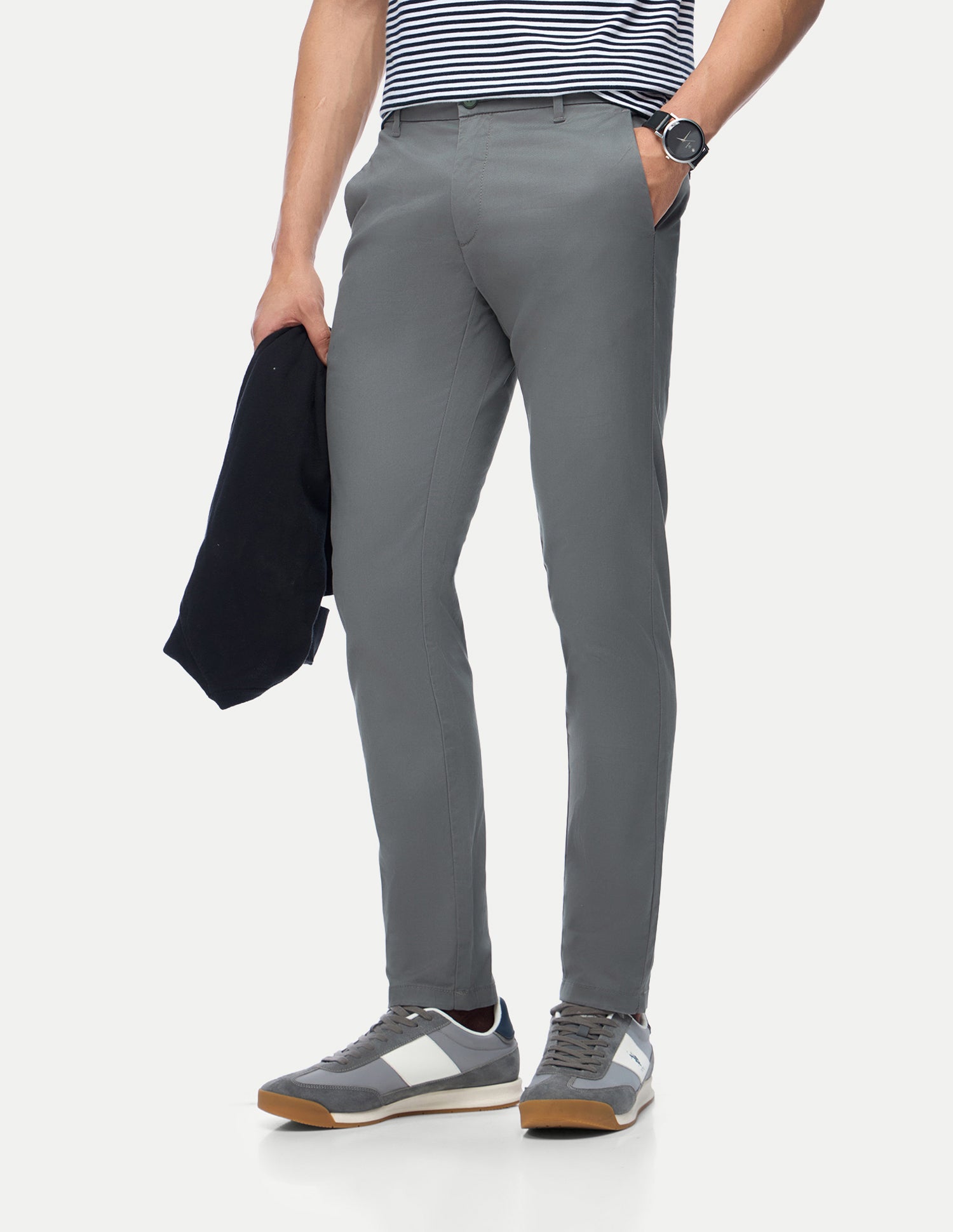 Austin Trim Regular Fit Twill Trousers Dark Grey - U.S. Polo Assn. India | Large