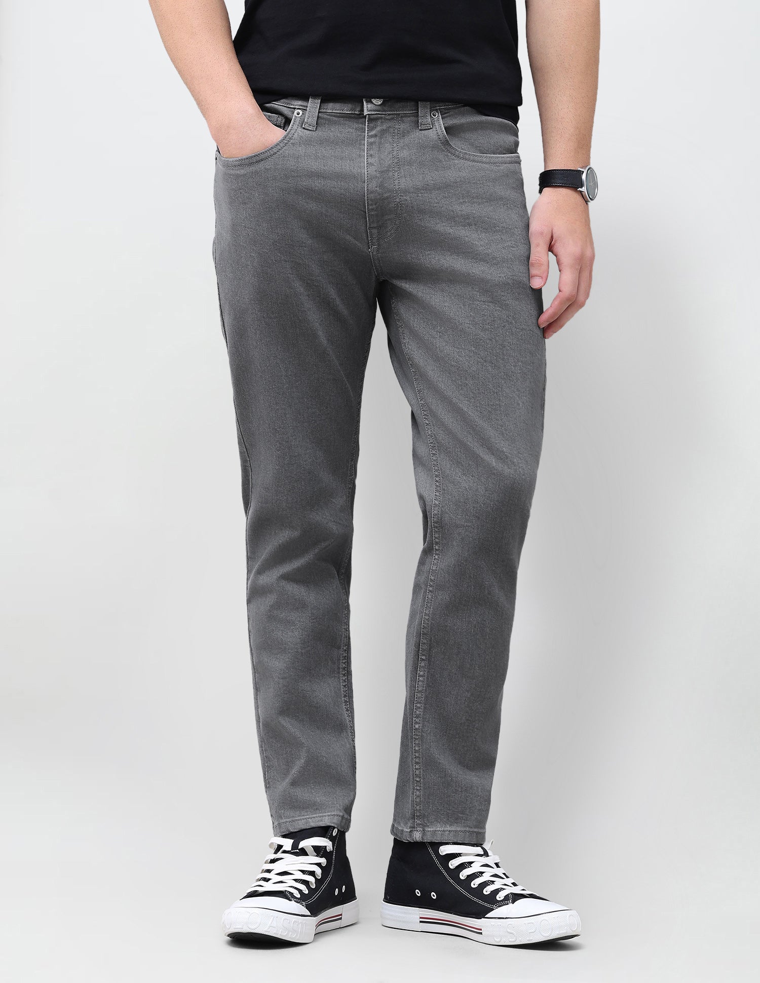 Solid Slim Tapered Jeans Grey - U.S. Polo Assn. India | Large
