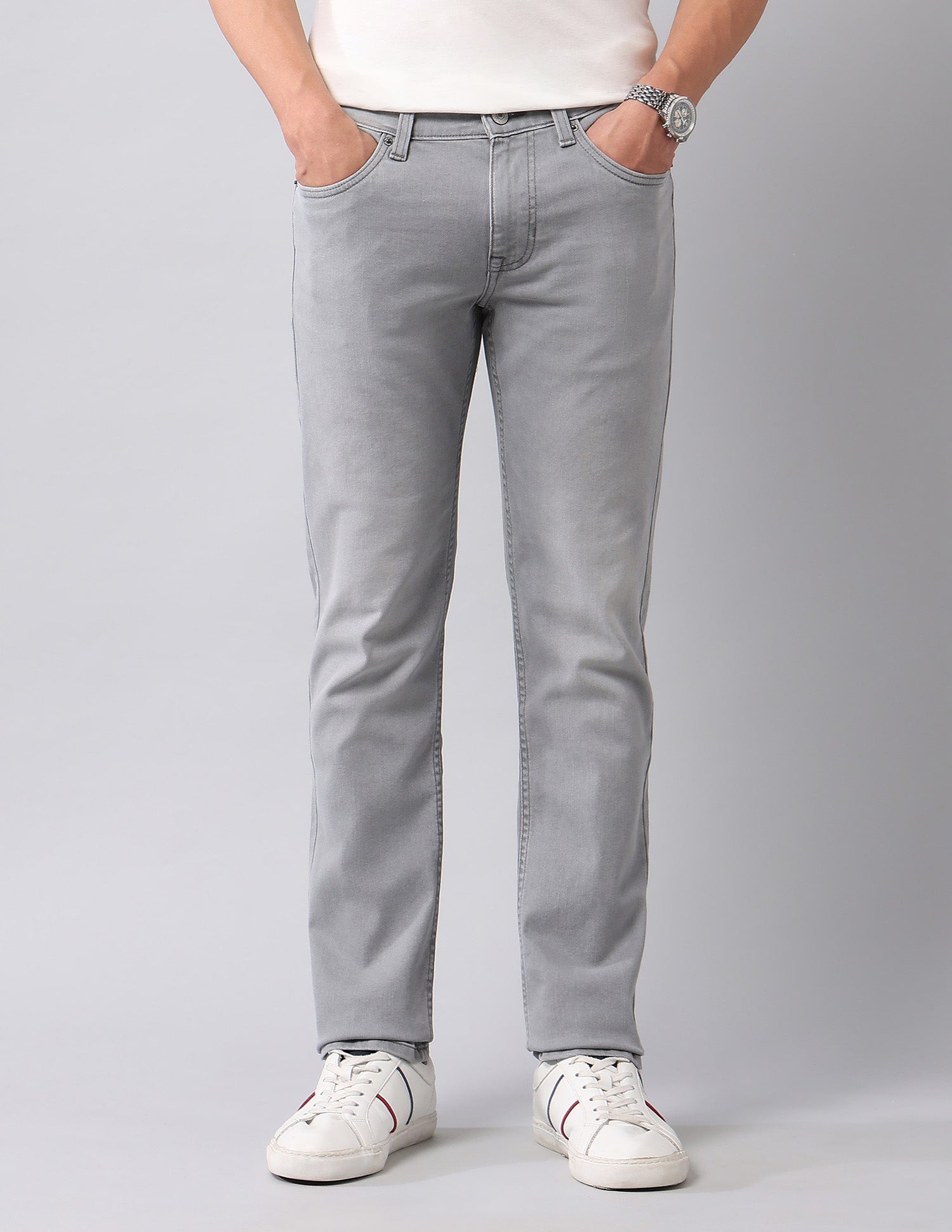 Brandon Slim Tapered Fit Grey Jeans Light Grey - U.S. Polo Assn. India | Large