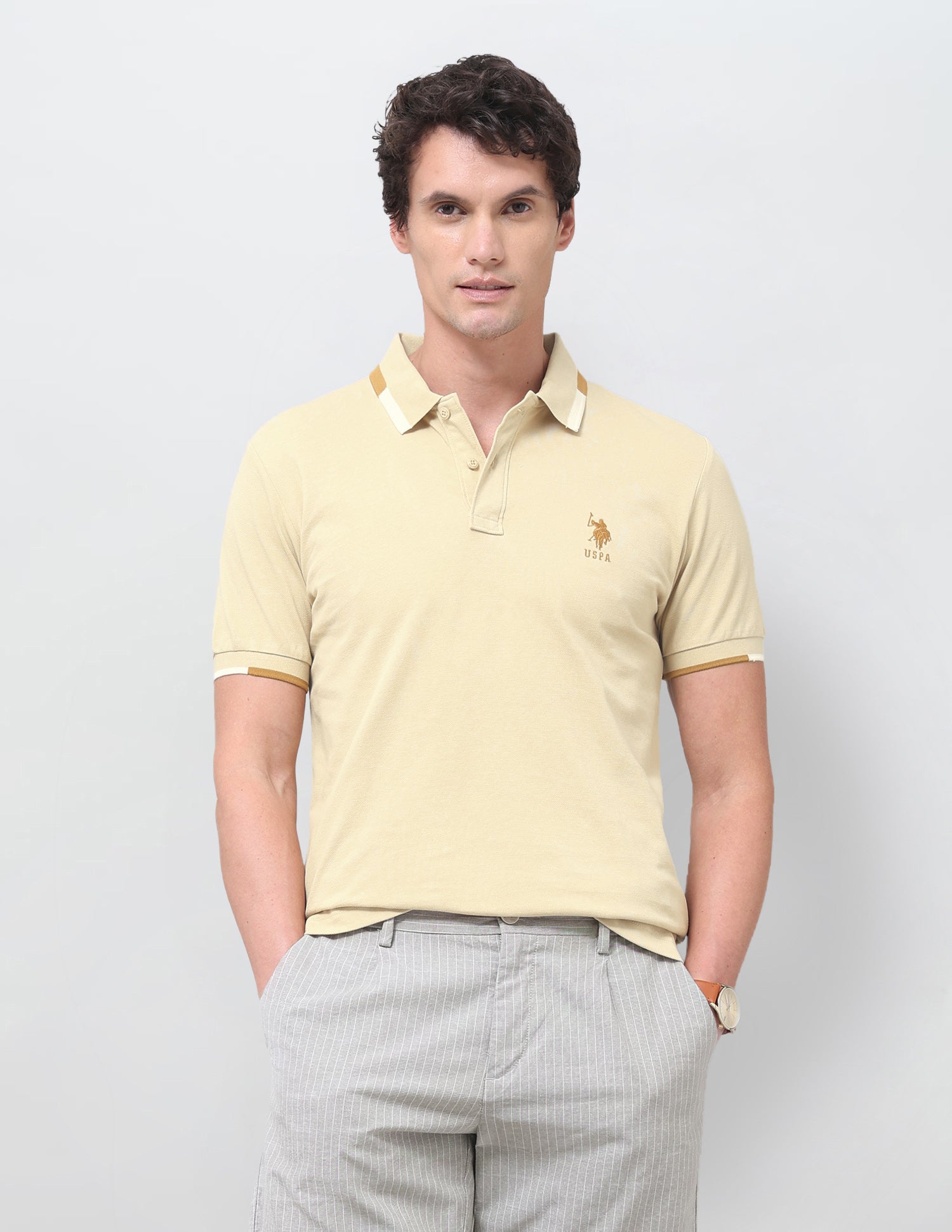 Solid Regular Fit Polo Shirt Yellow - U.S. Polo Assn. India | Large