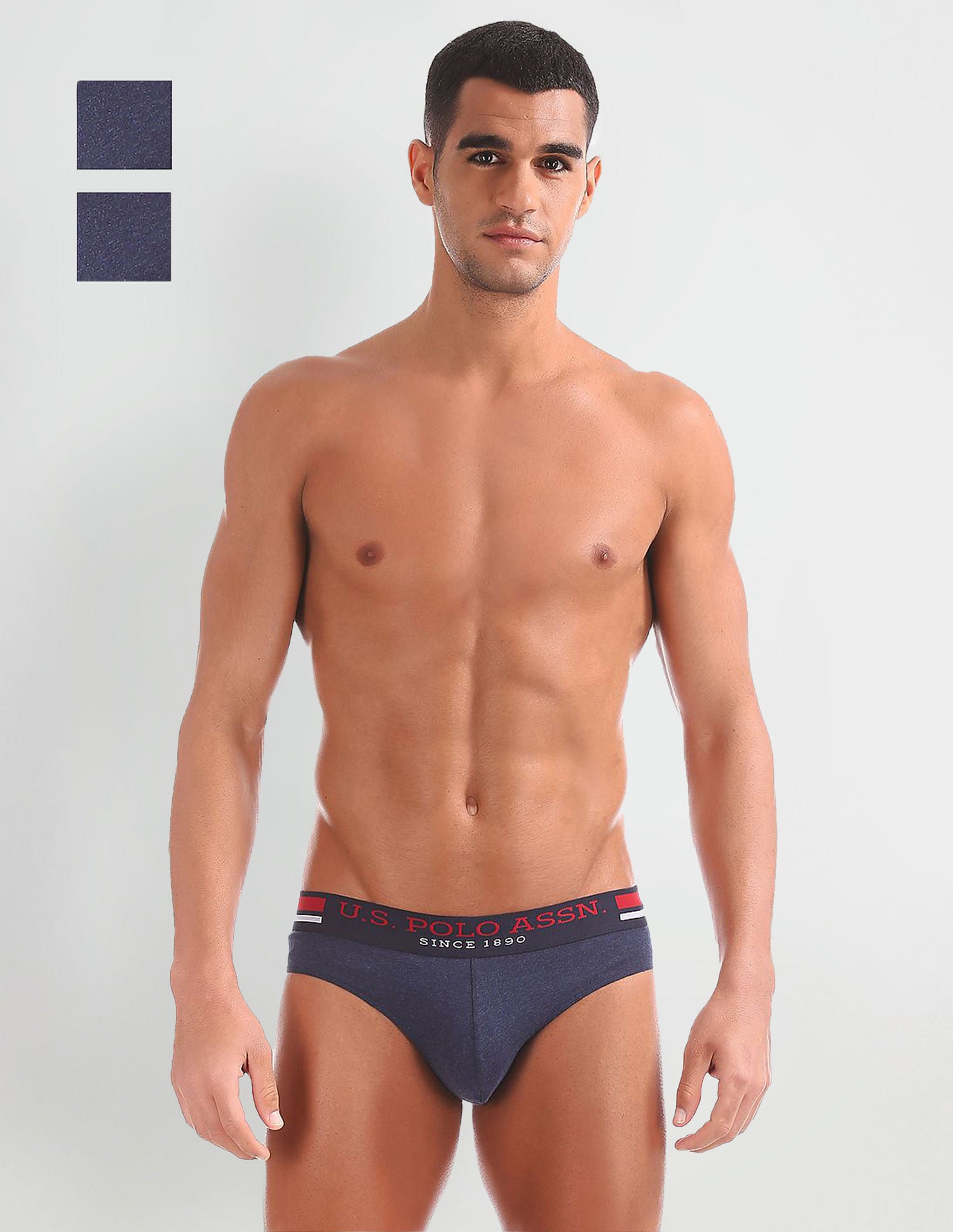 Elasticized Waist Pure Cotton I006 Briefs - Pack Of 2 Dark Blue - U.S. Polo Assn. India | Large