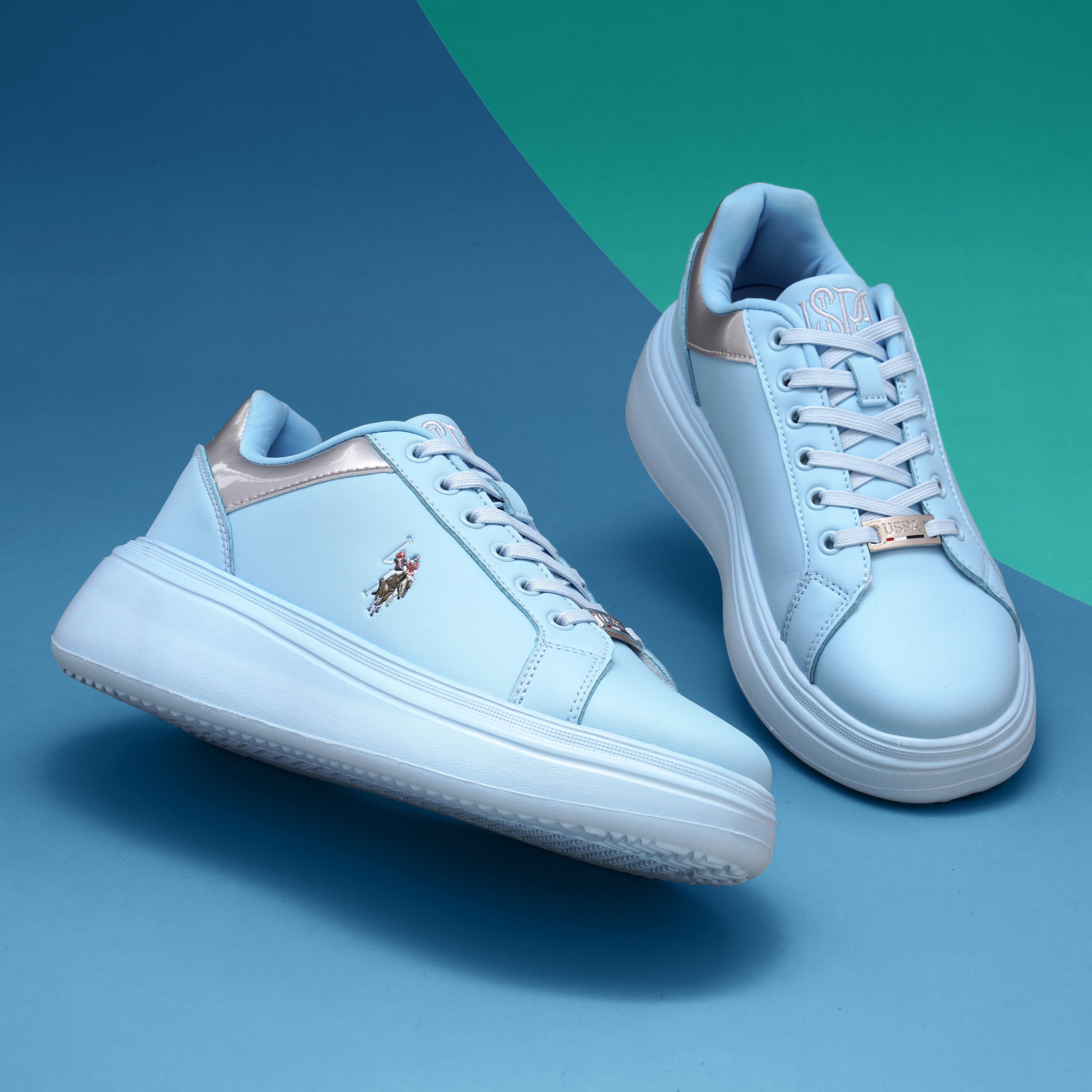 Women Metallic Logo Elsie 2.0 Sneakers Blue - U.S. Polo Assn. India | Large
