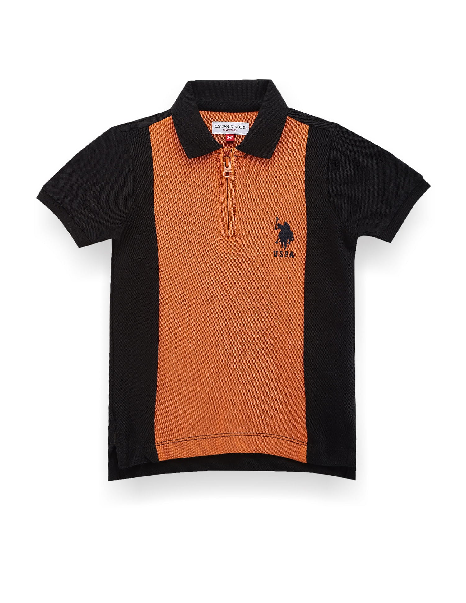 Boys Zipper Colour Block Polo Shirt
