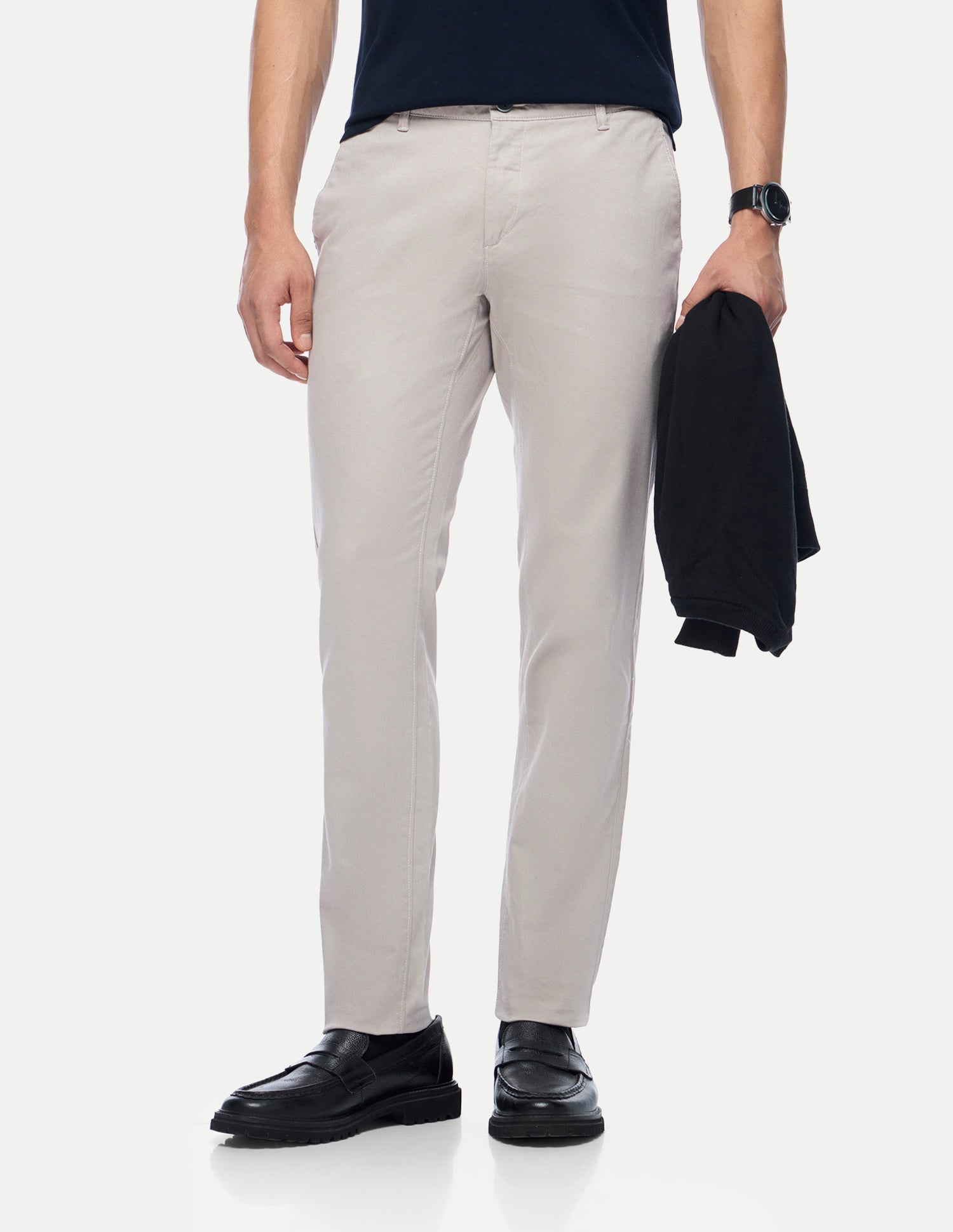 Austin Regular Fit Cotton Stretch Printed Signature Chinos Grey - U.S. Polo Assn. India | Large