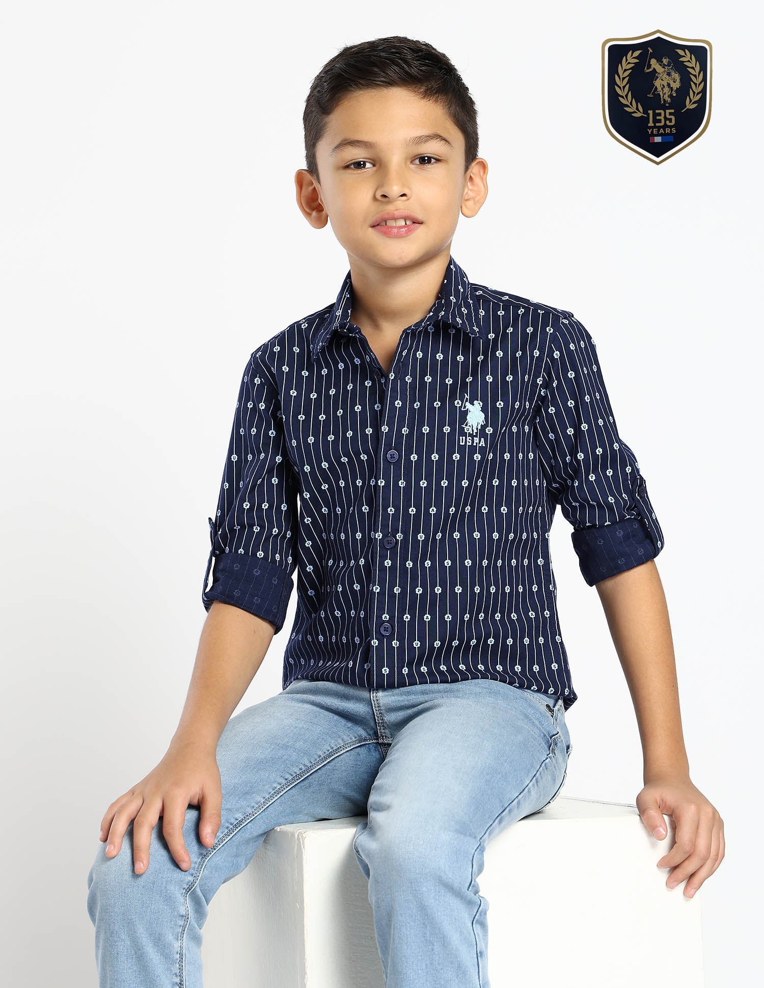 Boys Vertical Striped Oxford Shirt