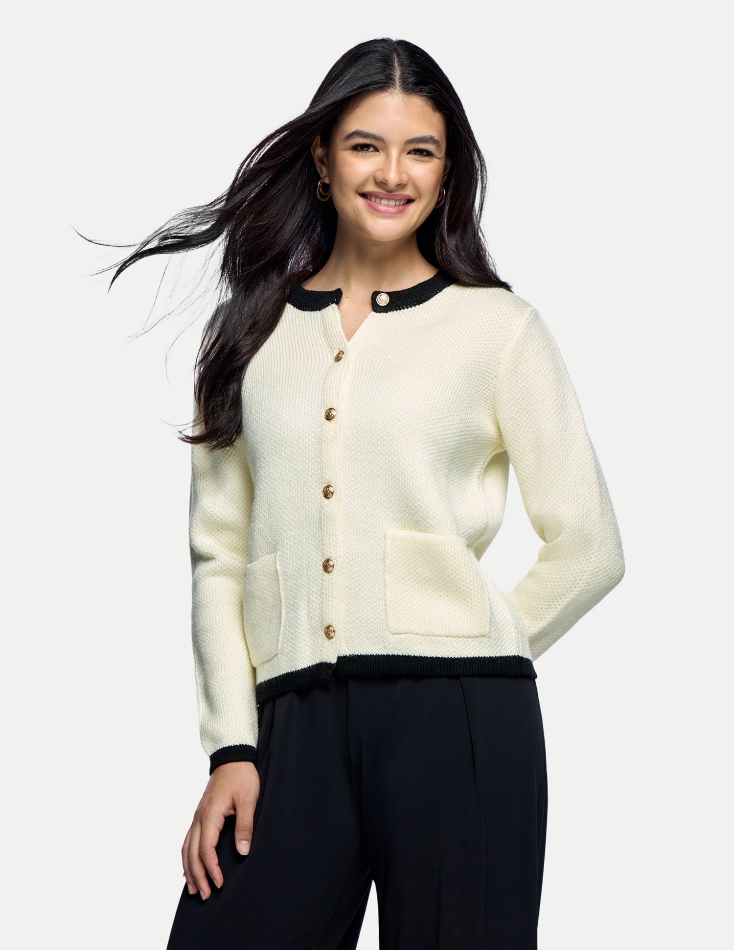 Solid Regular Fit Buttoned Sweater Off-White - U.S. Polo Assn. India | Large