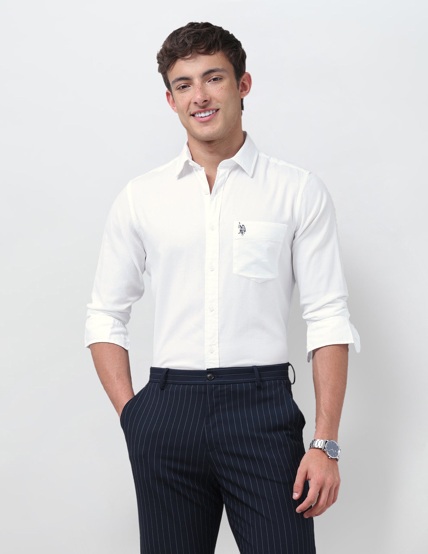 Solid Tailored Fit Shirt White - U.S. Polo Assn. India | Large