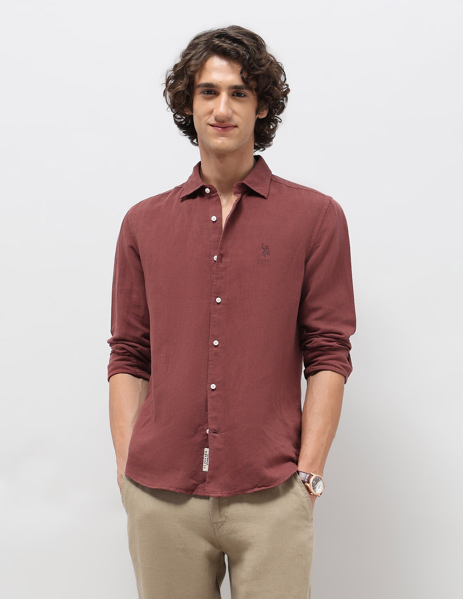 Solid Regular Fit Shirt Rust - U.S. Polo Assn. India | Large